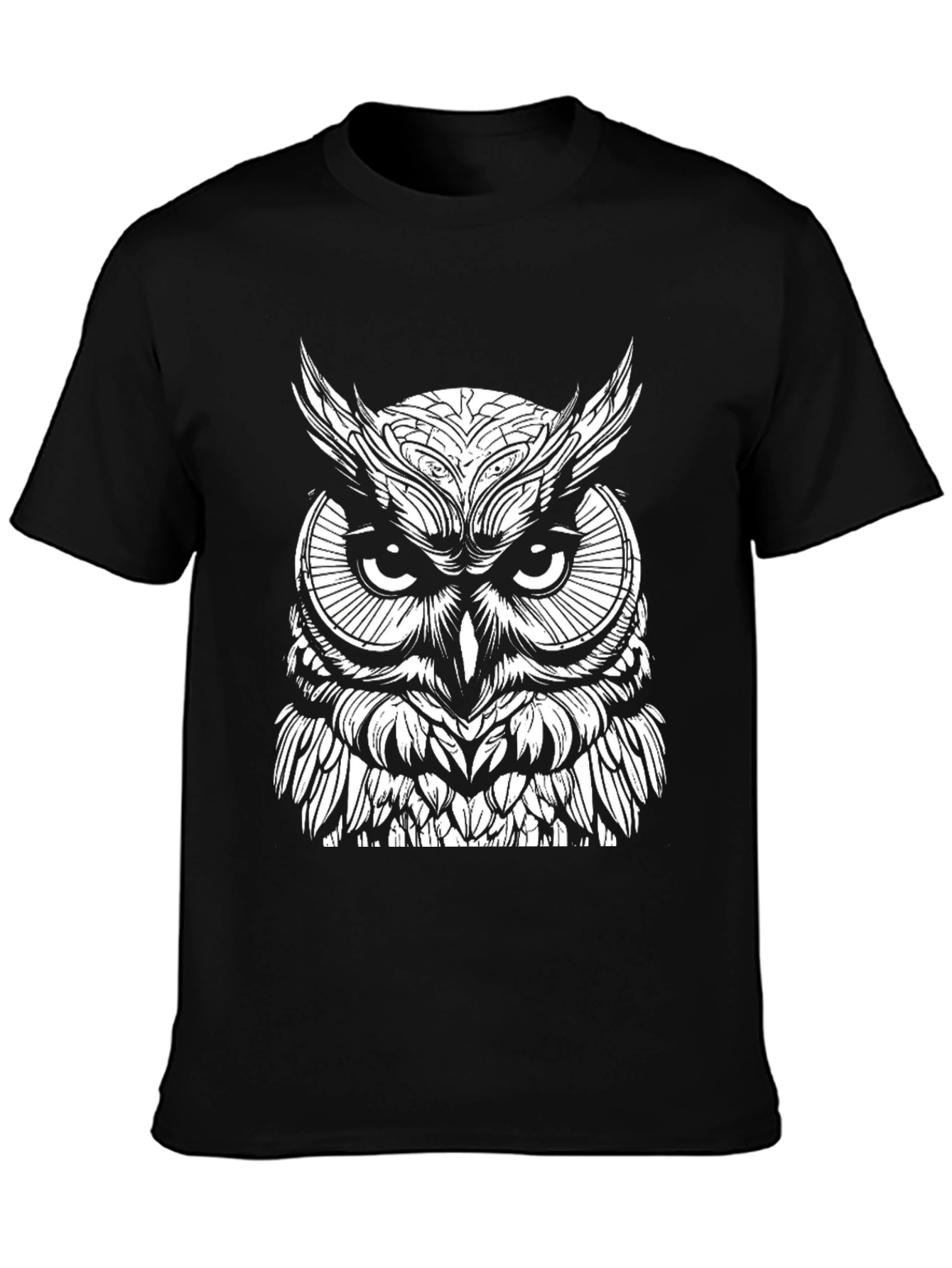 Owl Graphic Print Black T-Shirt for Men