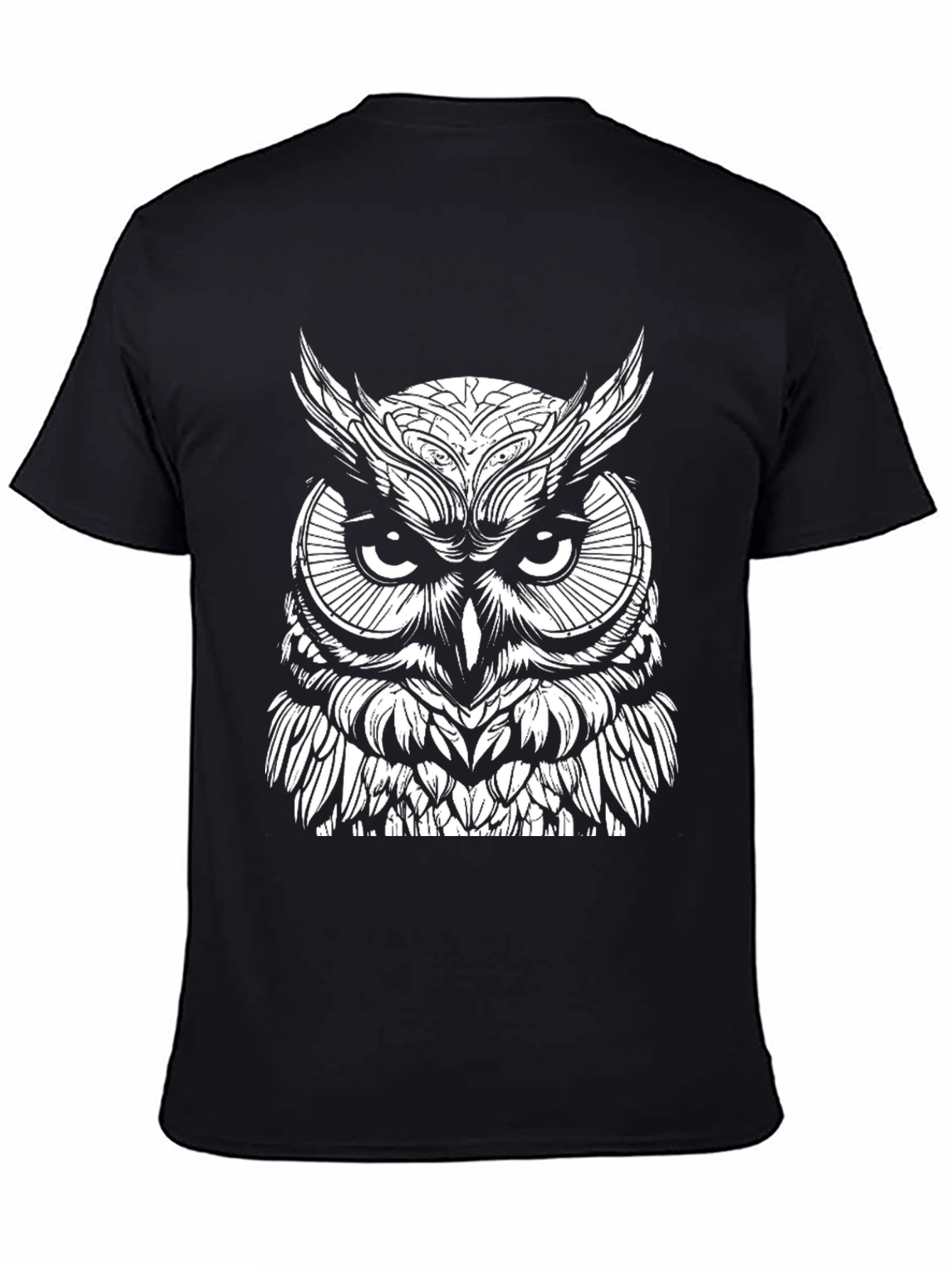 Owl Graphic Print Black T-Shirt for Men