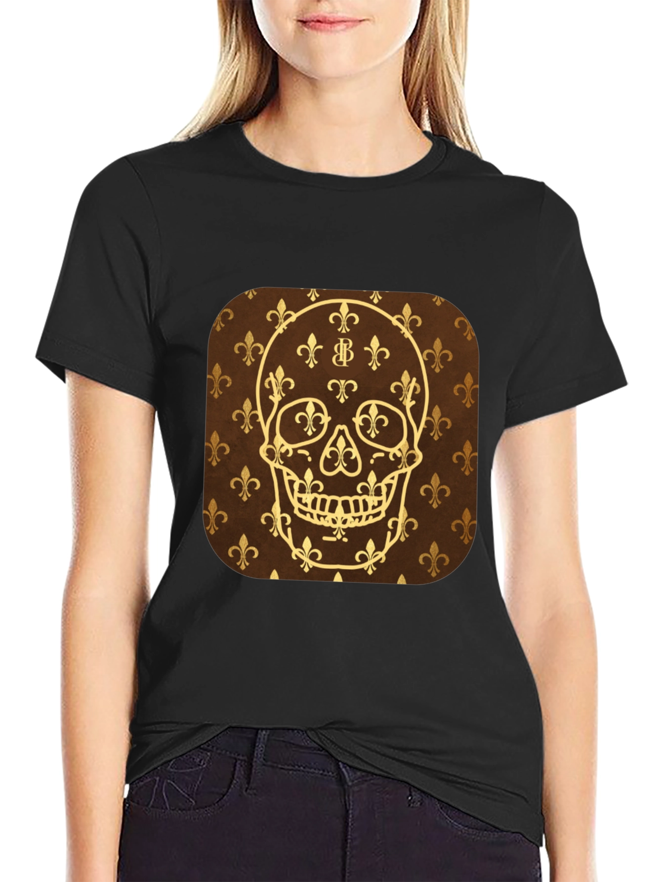 Skull Fleur-de-lis Graphic T-Shirt - Mens Black Tee