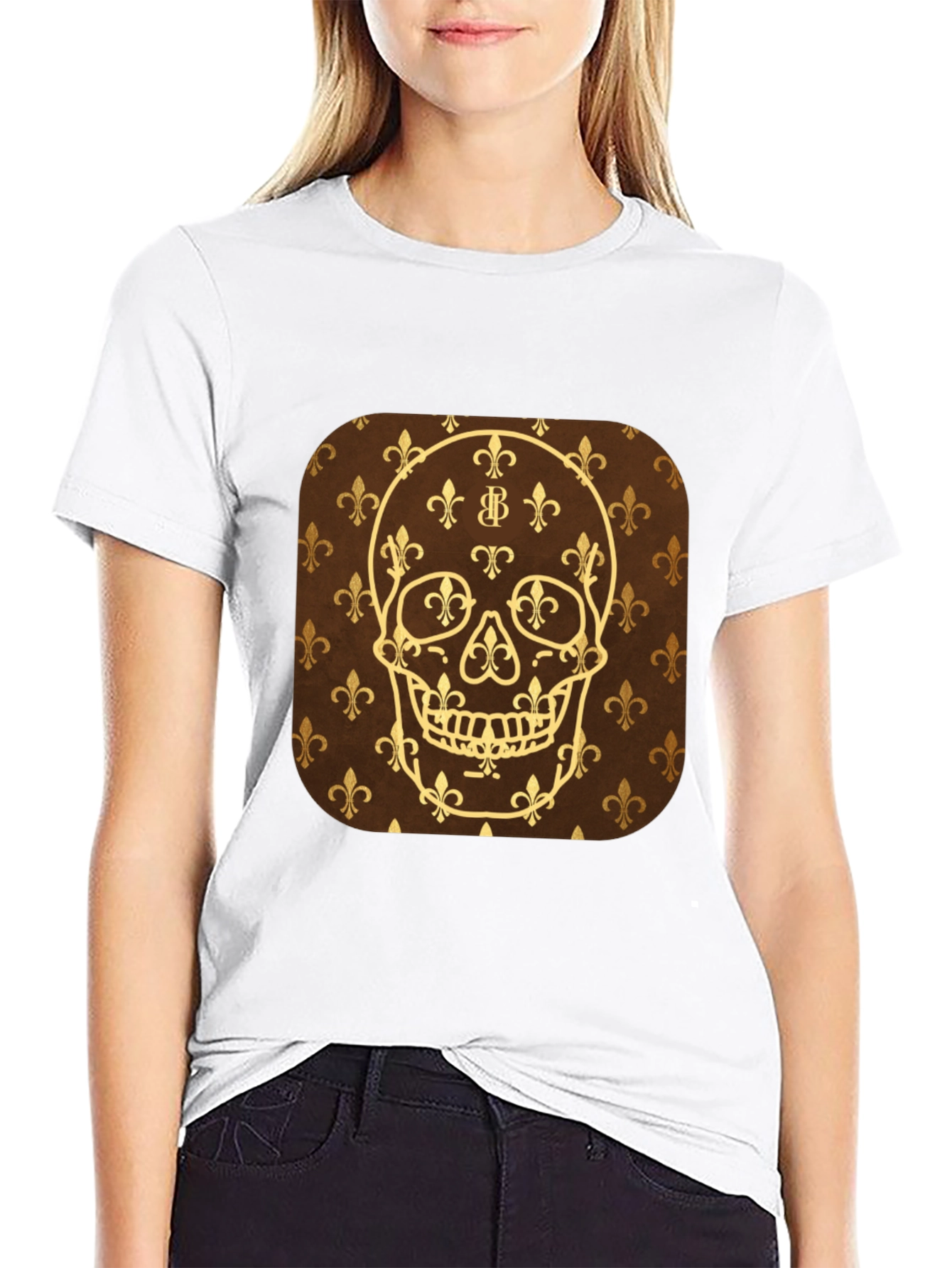 Skull Fleur-de-lis Graphic T-Shirt - Mens Black Tee