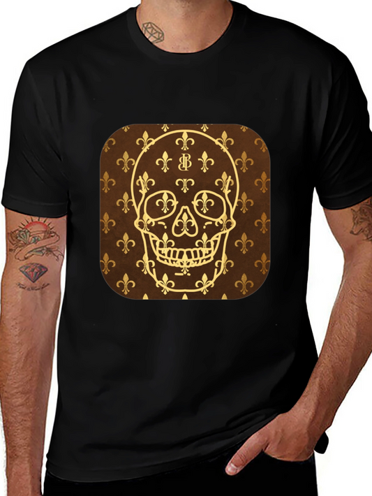 Skull Fleur-de-lis Graphic T-Shirt - Mens Black Tee