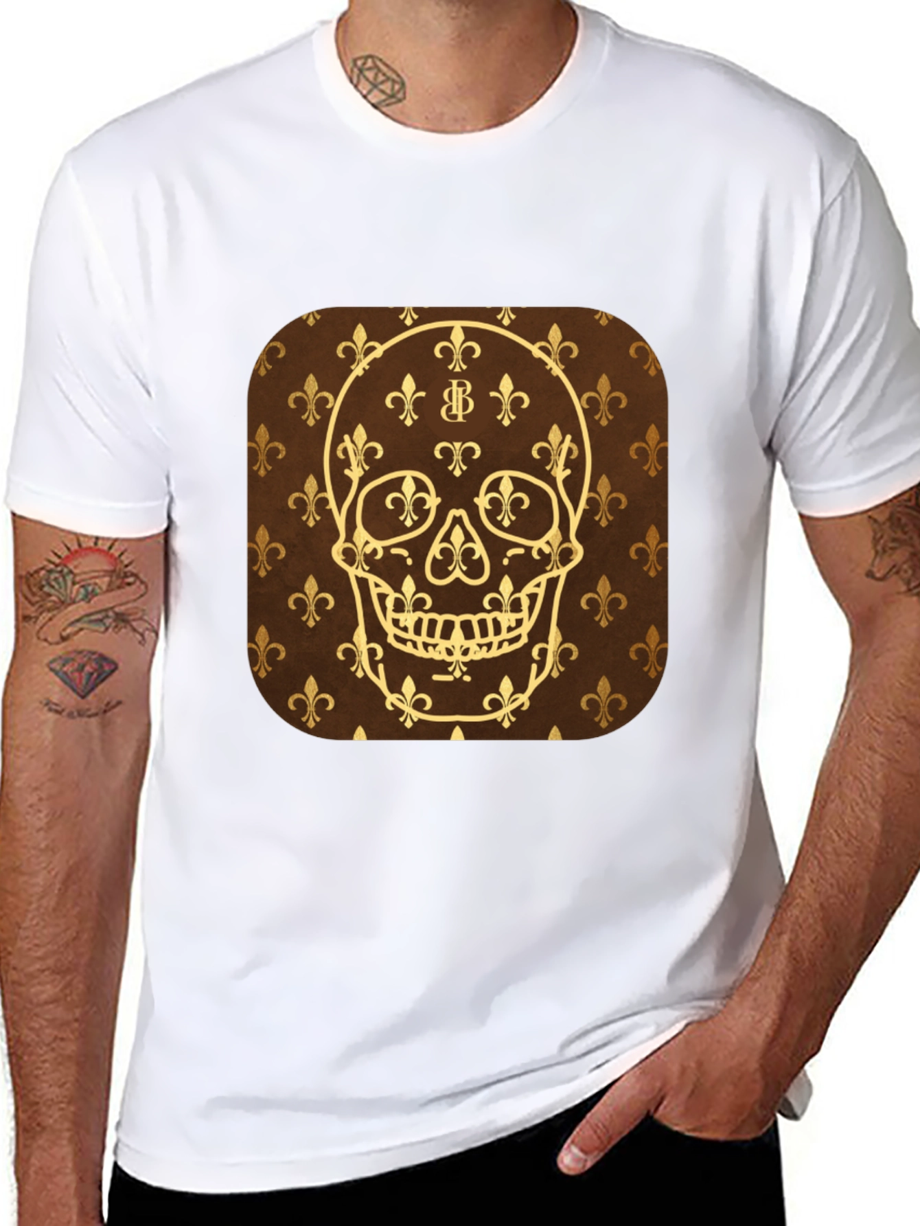 Skull Fleur-de-lis Graphic T-Shirt - Mens Black Tee