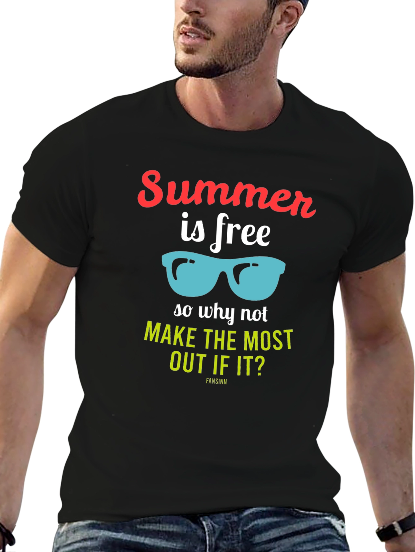 Summer is Free Graphic T-Shirt - Black