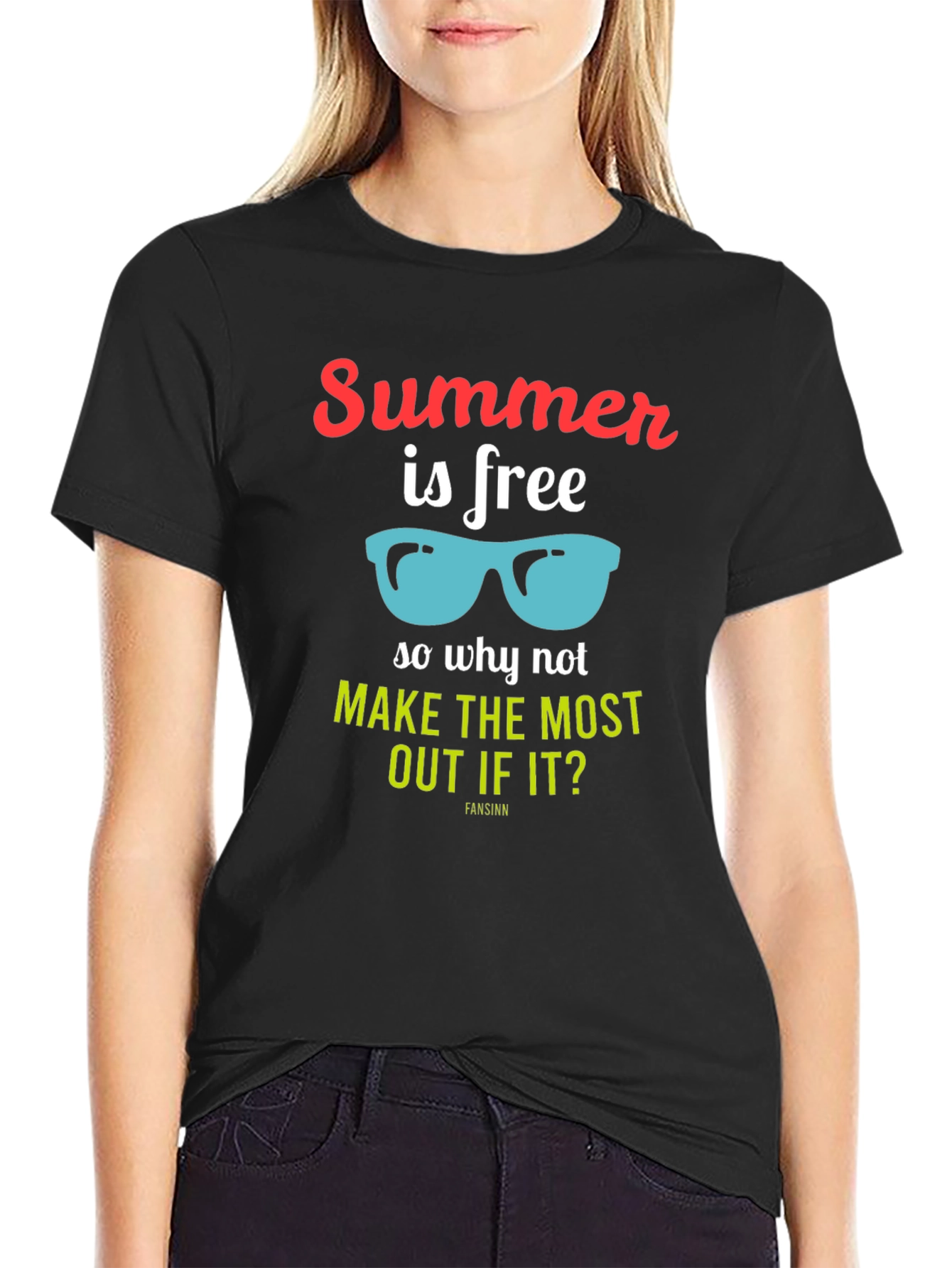 Summer is Free Graphic T-Shirt - Black