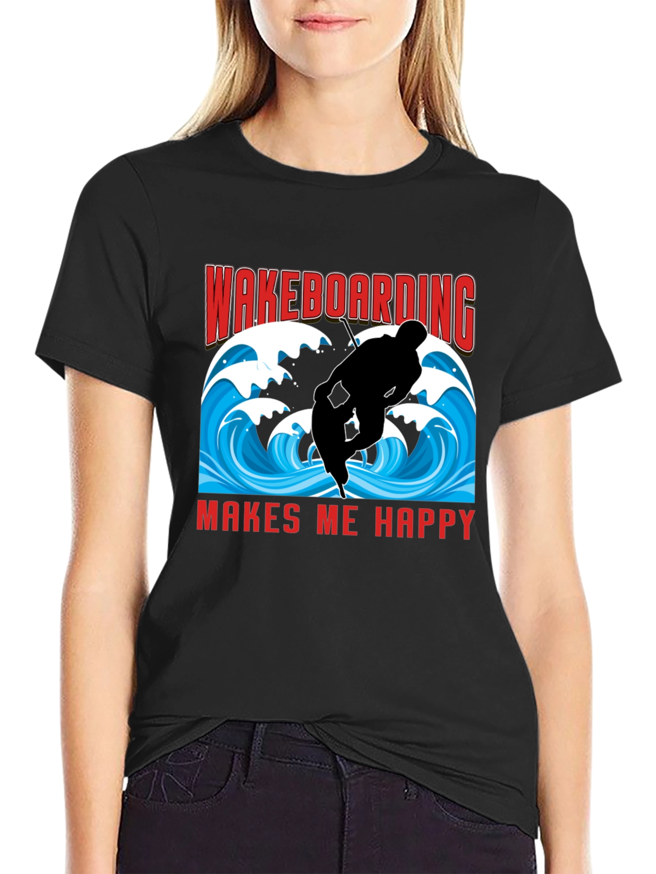 Wakeboarding Makes Me Happy T-Shirt