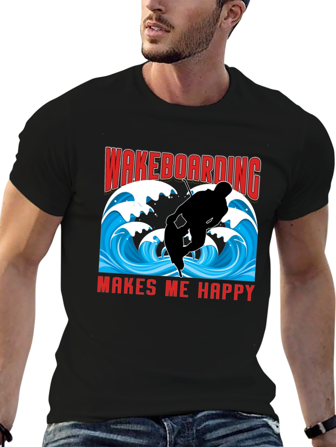 Wakeboarding Makes Me Happy T-Shirt