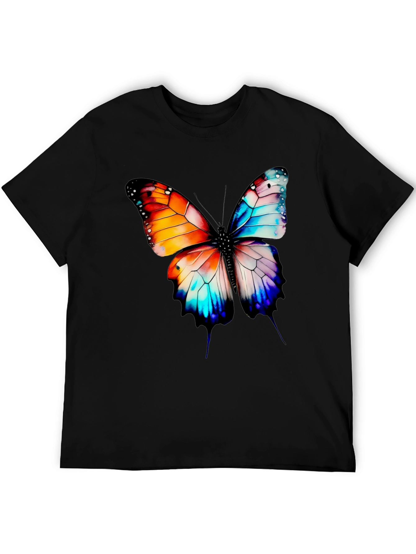 Butterfly Graphic Print Black T-Shirt