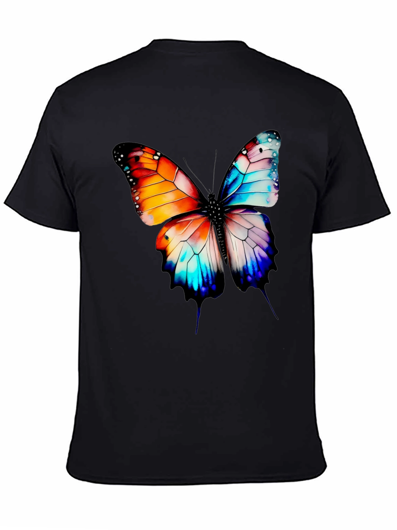 Butterfly Graphic Print Black T-Shirt
