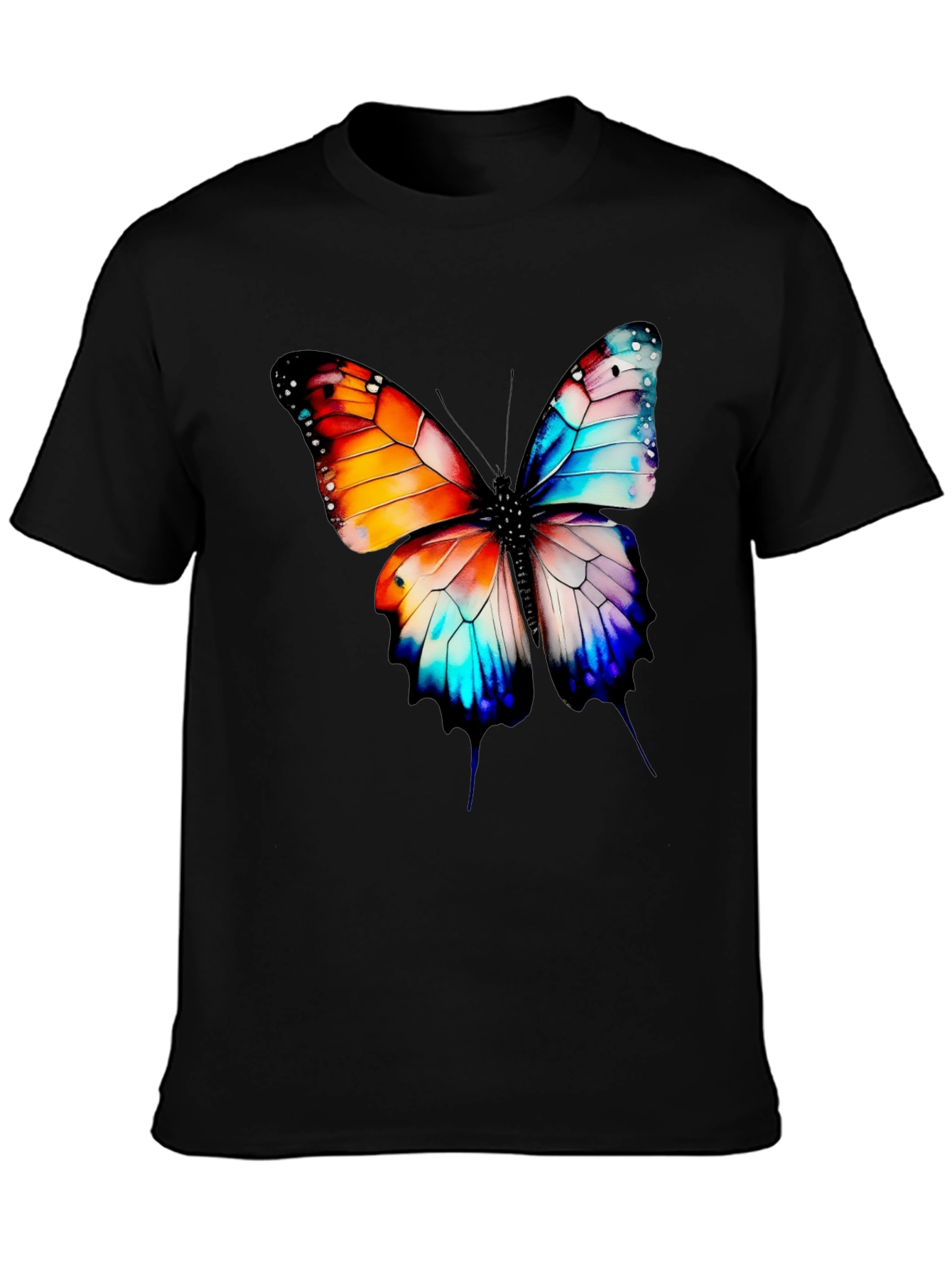 Butterfly Graphic Print Black T-Shirt