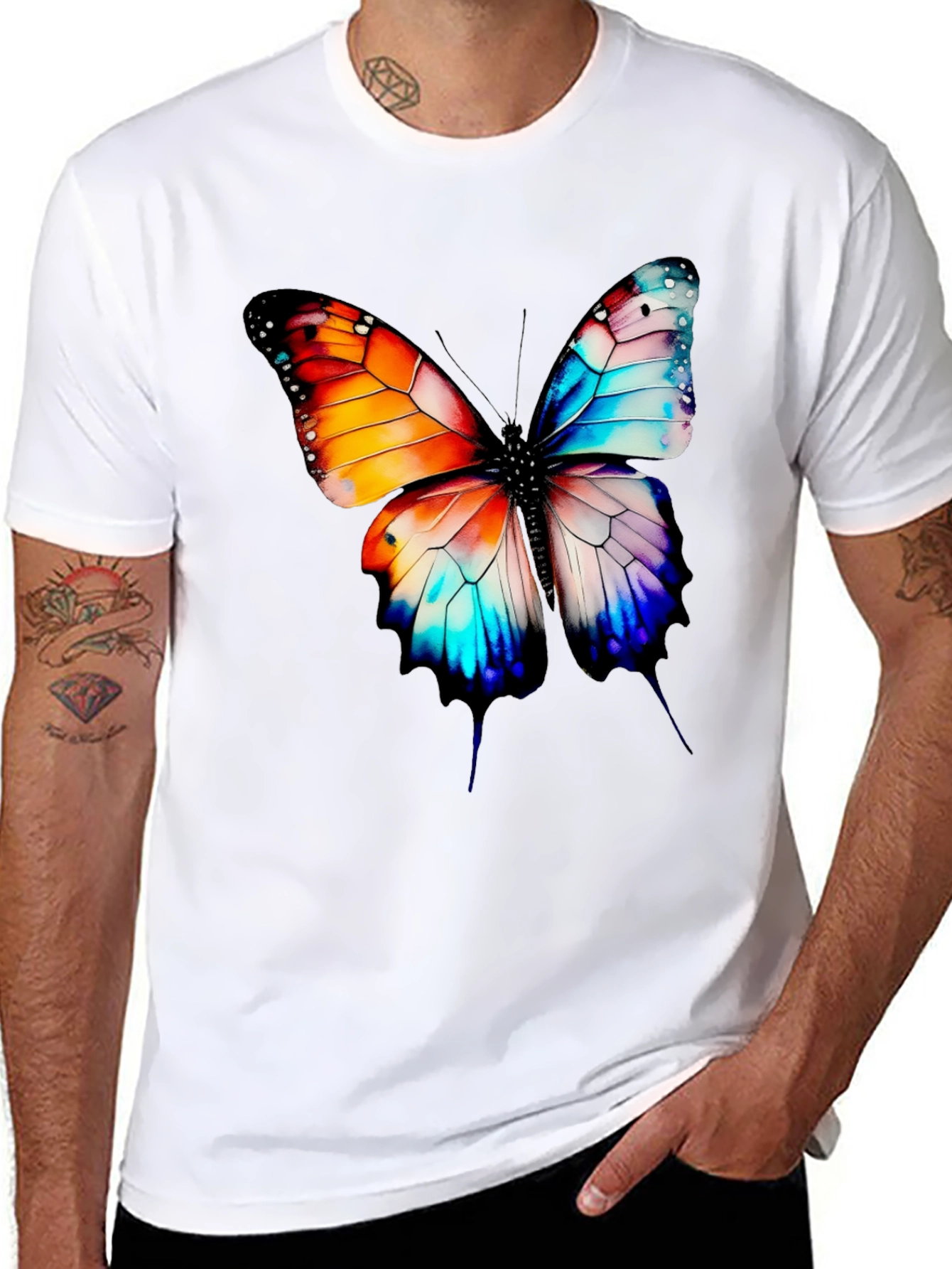 Butterfly Graphic Print Black T-Shirt