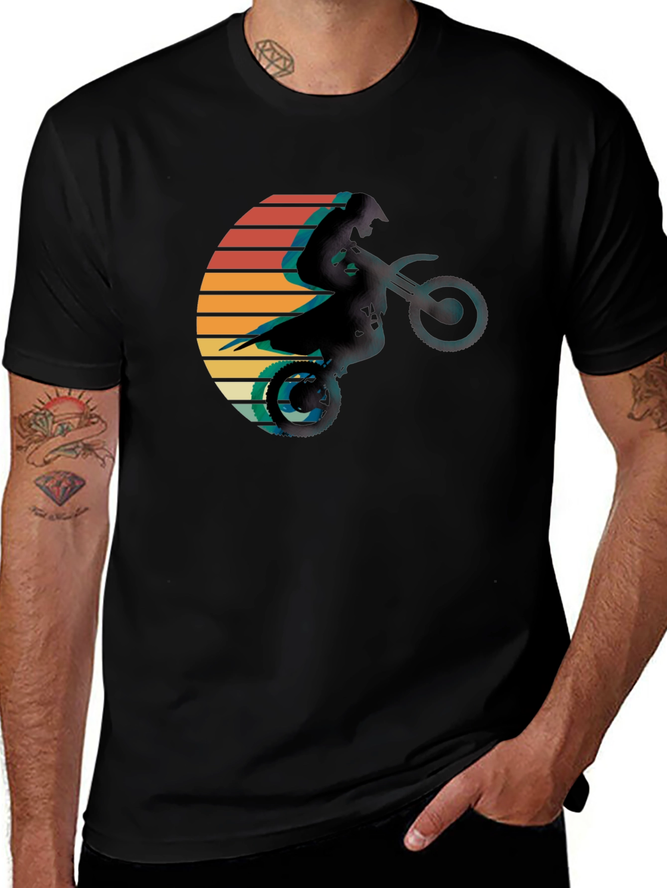 Retro Motocross Sunset Graphic Tee