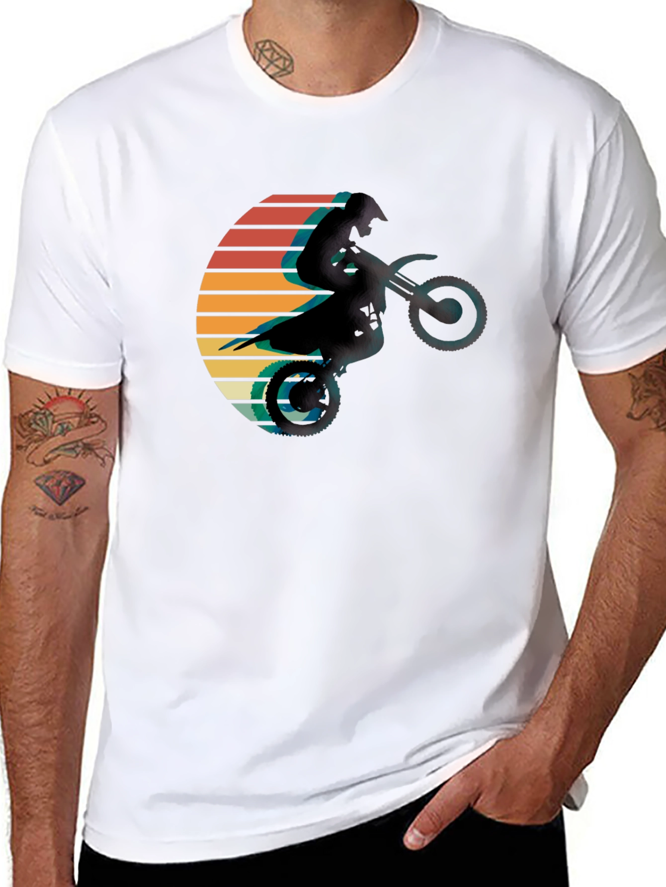 Retro Motocross Sunset Graphic Tee