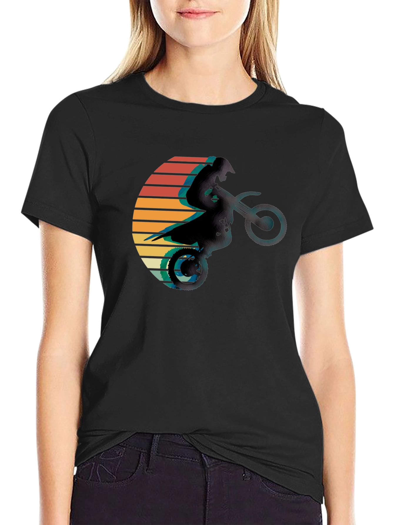 Retro Motocross Sunset Graphic Tee