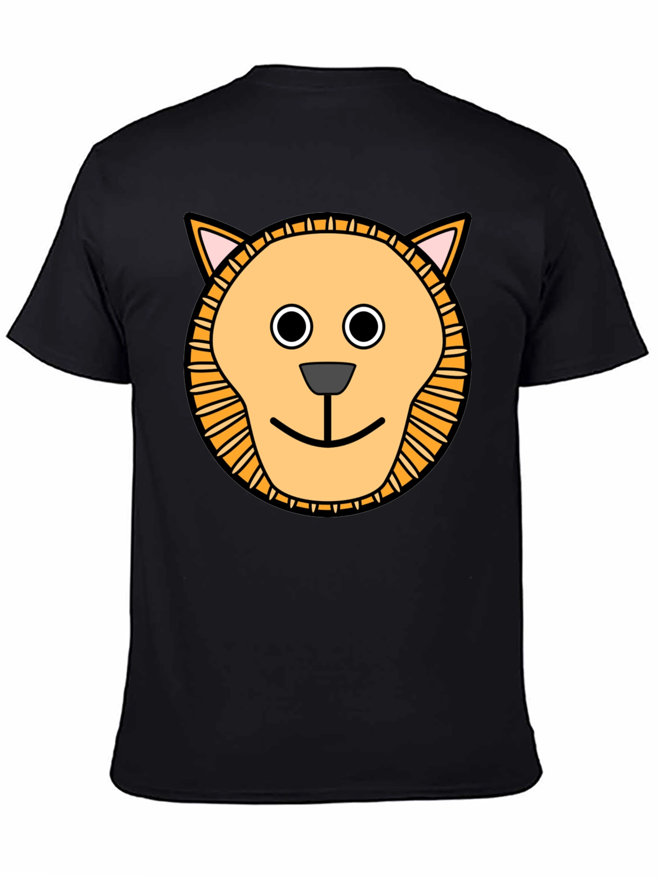 Cute Cartoon Lion Graphic T-Shirt - Black