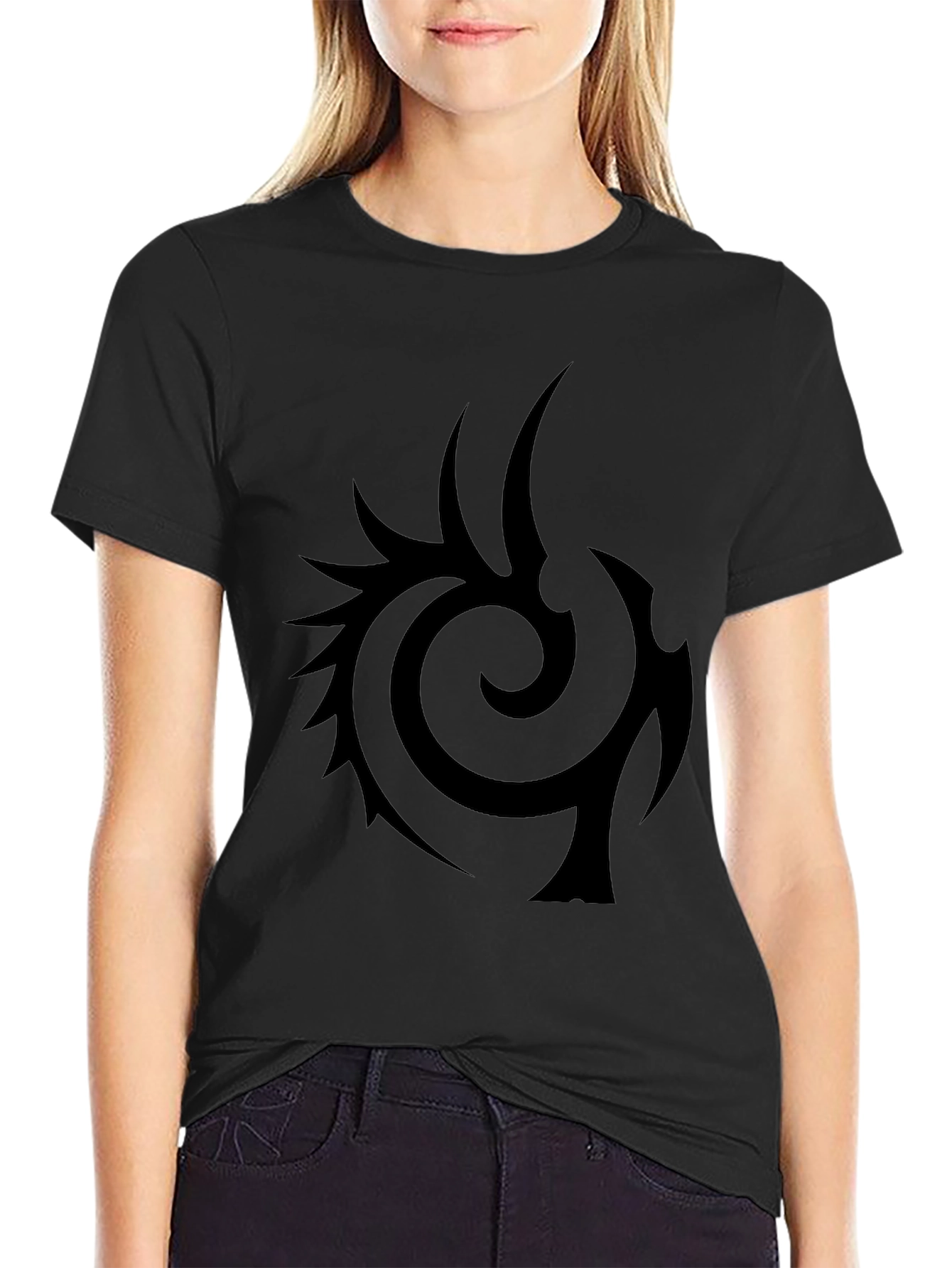 Mens Black T-Shirt with Tribal Design