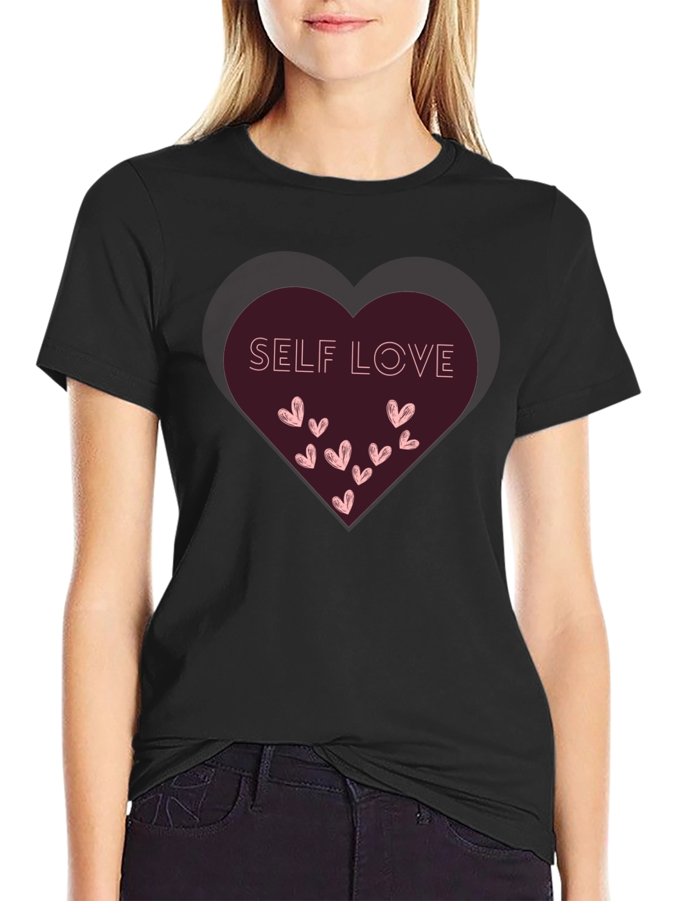 Self Love Heart Graphic Tee - Black