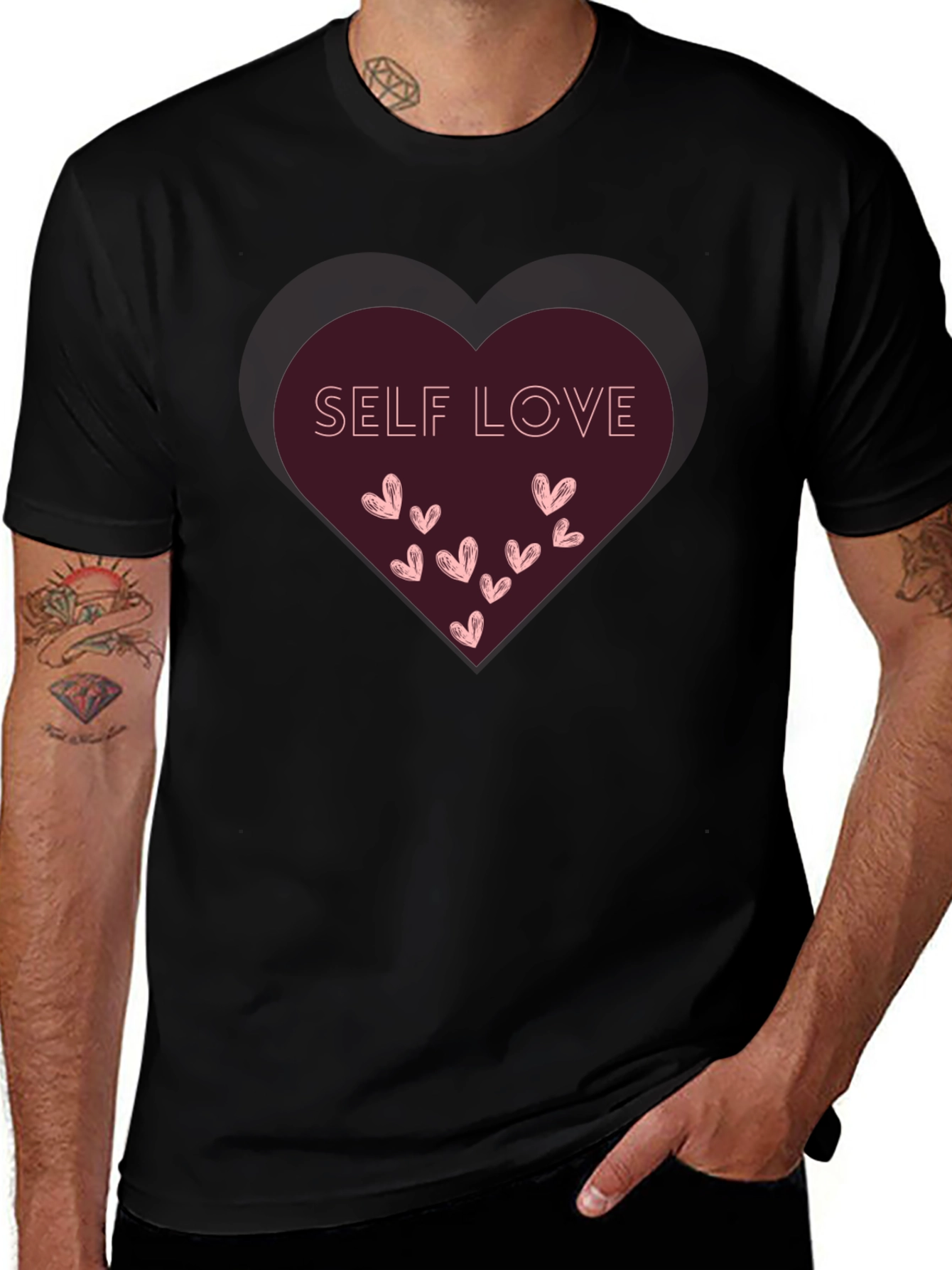 Self Love Heart Graphic Tee - Black