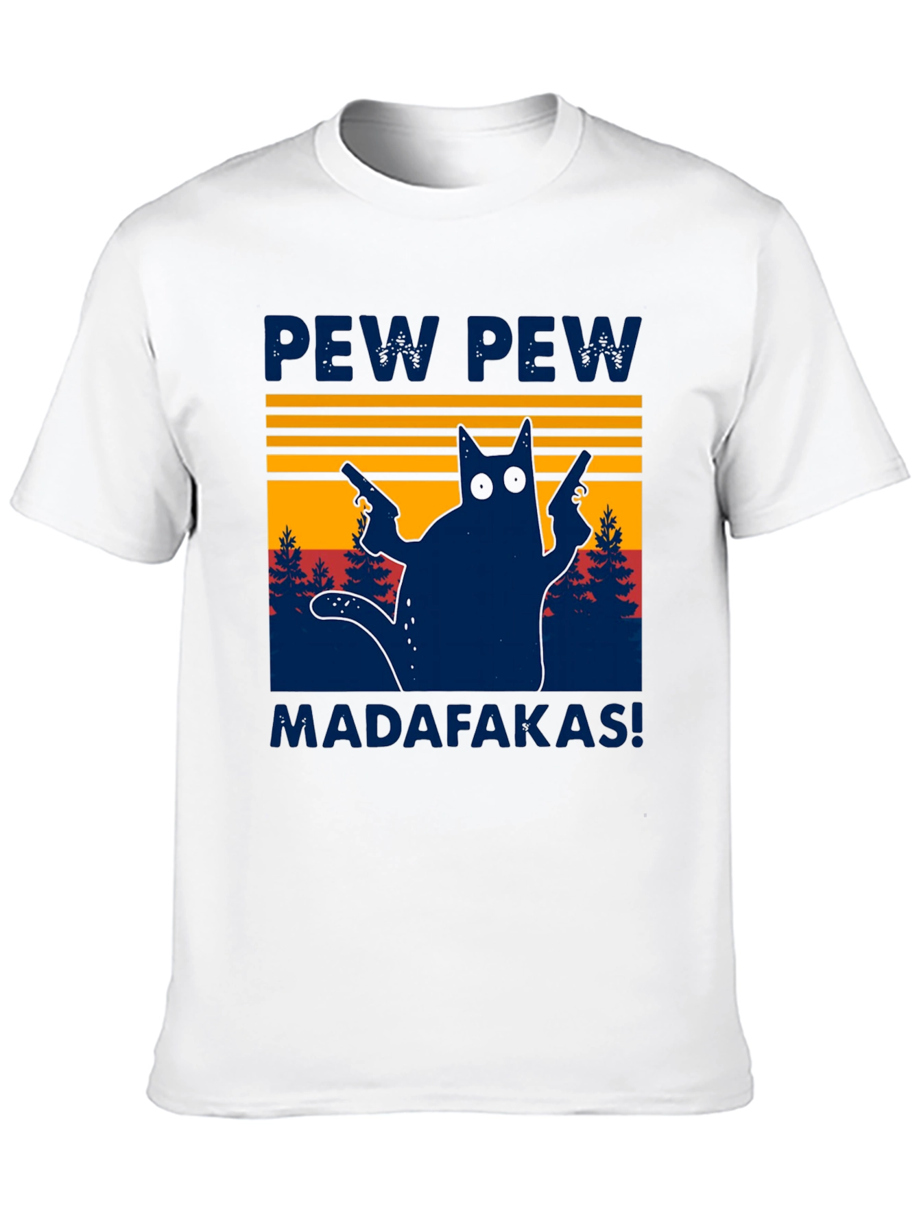 Pew Pew Madafakas Cat Graphic T-Shirt