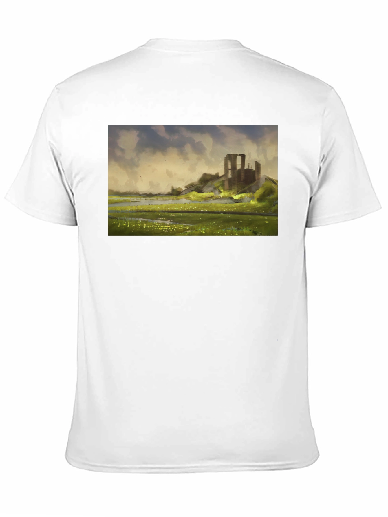 Ruin Landscape Graphic Tee - Black Casual T-Shirt