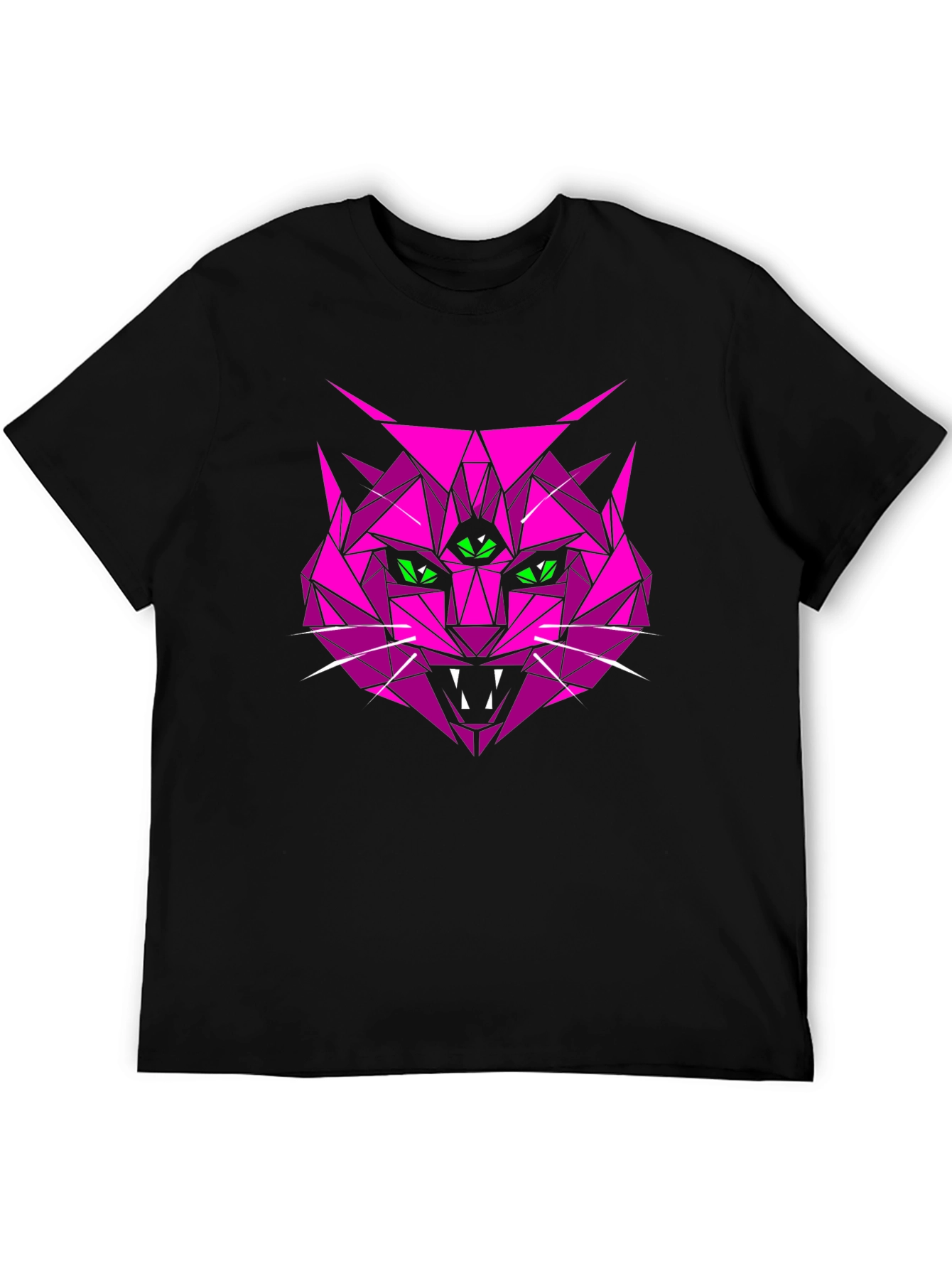 Geometric Pink Cat Graphic T-Shirt