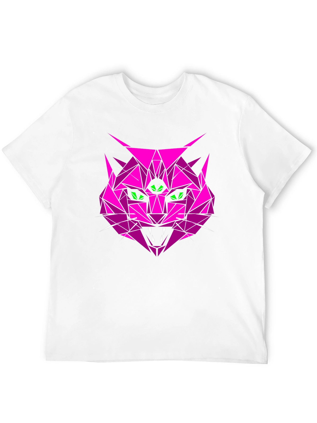 Geometric Pink Cat Graphic T-Shirt