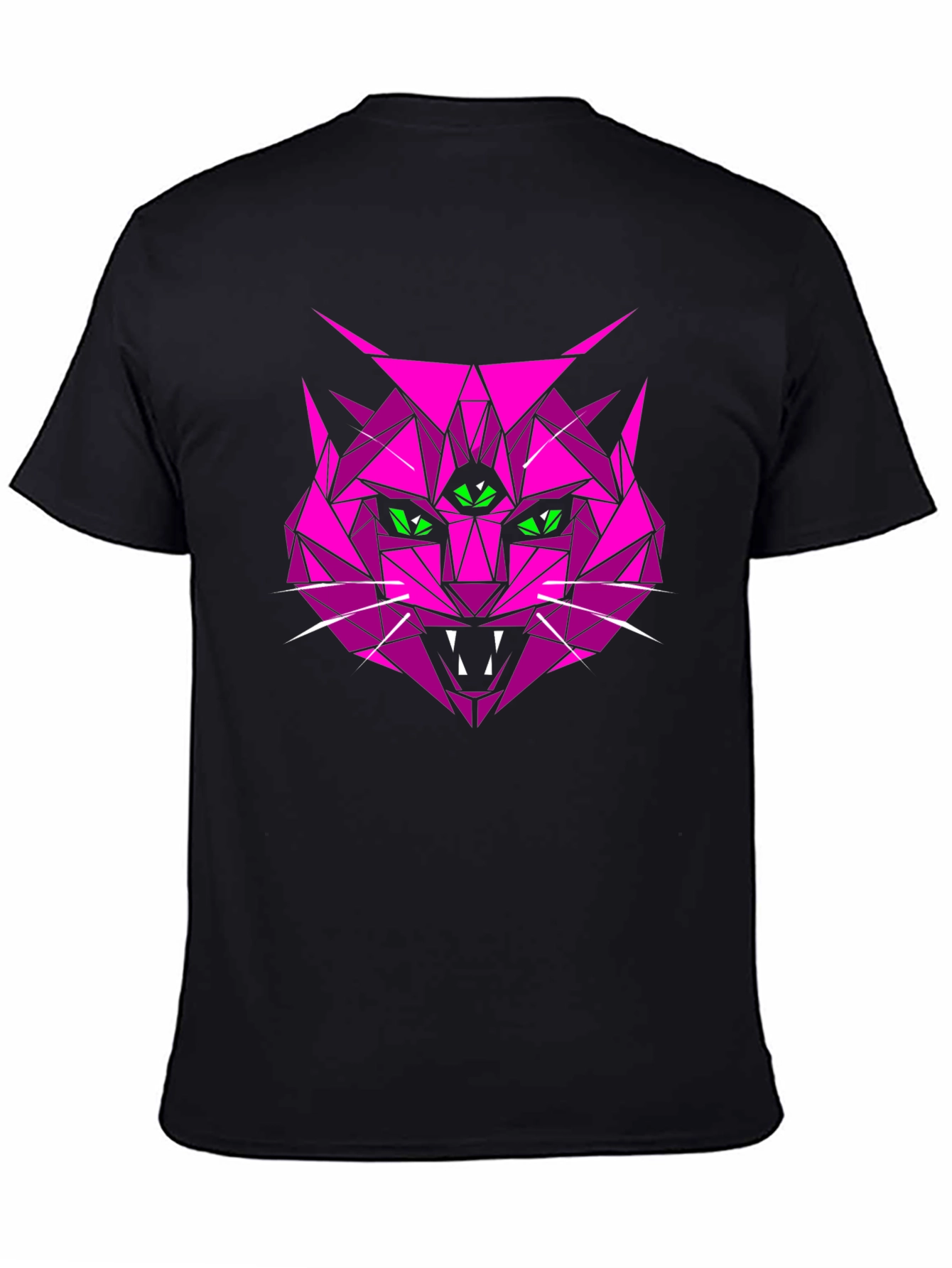Geometric Pink Cat Graphic T-Shirt
