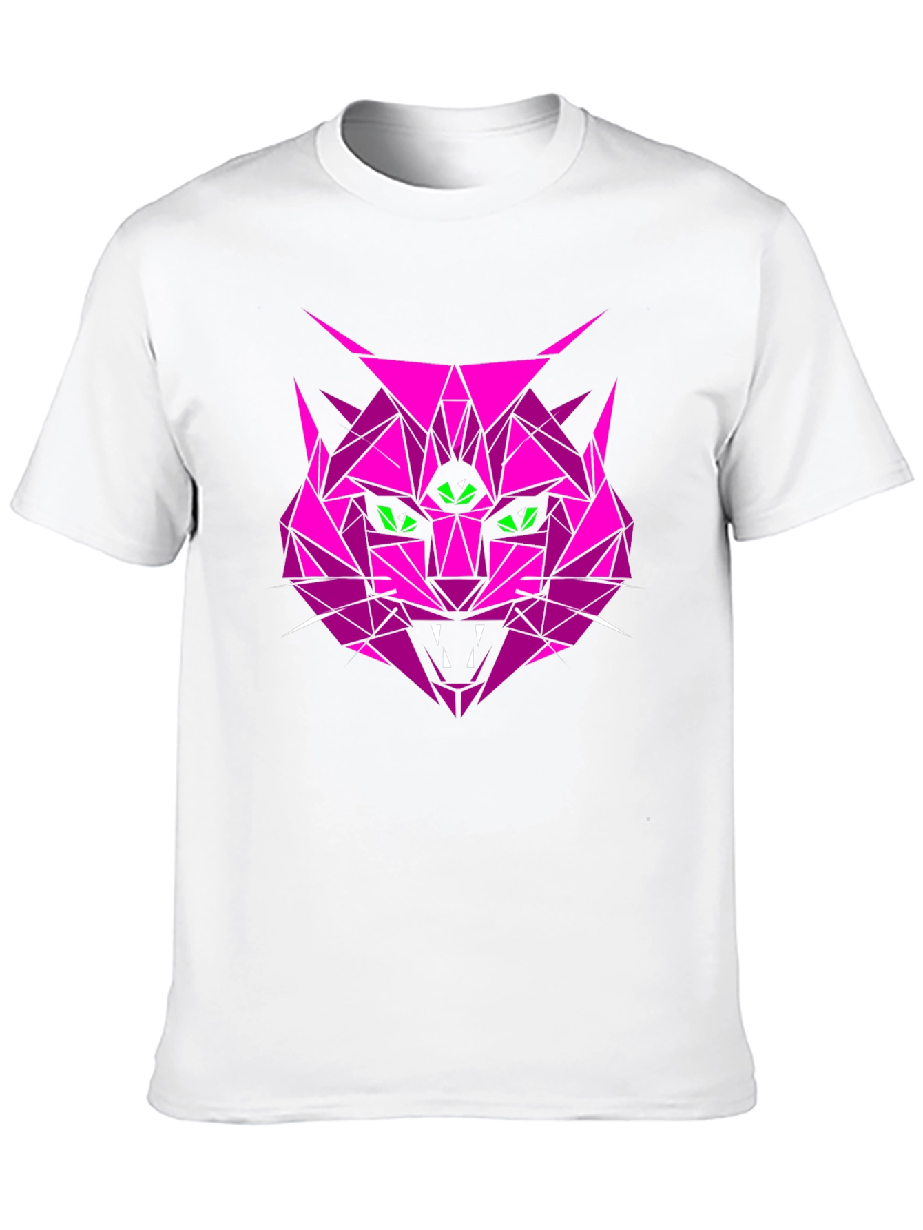 Geometric Pink Cat Graphic T-Shirt