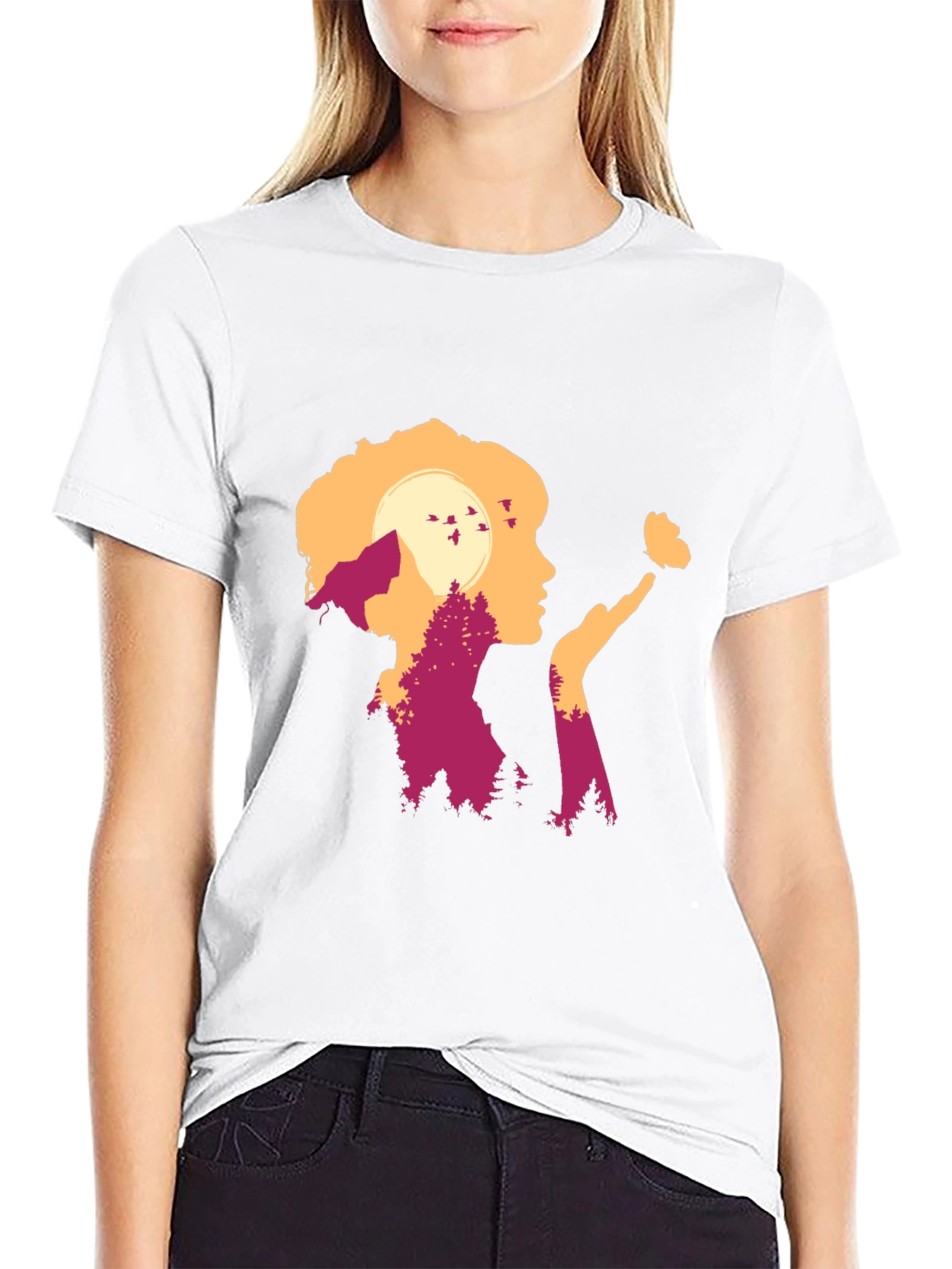 Nature Silhouette Graphic Tee - Black