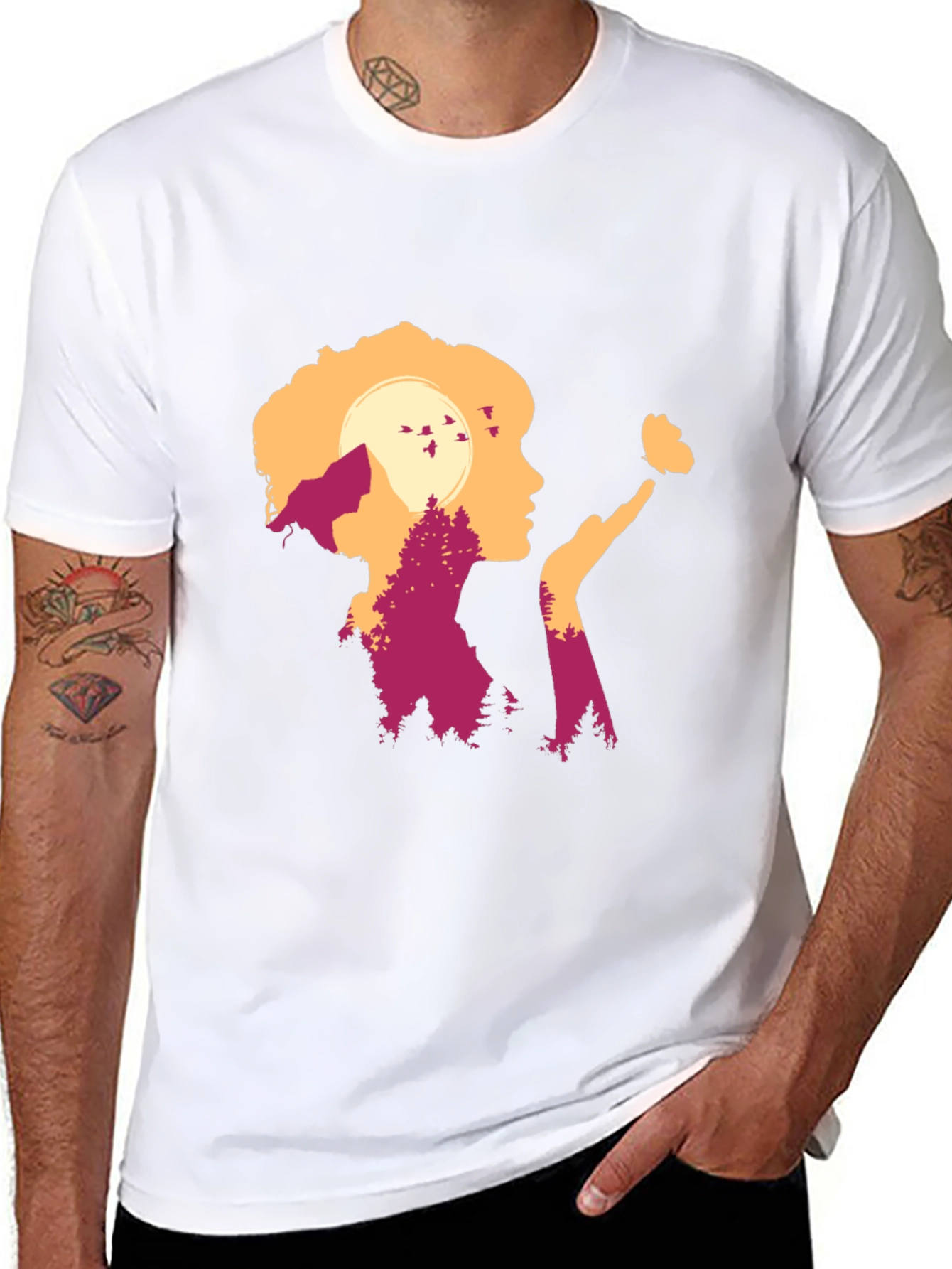 Nature Silhouette Graphic Tee - Black