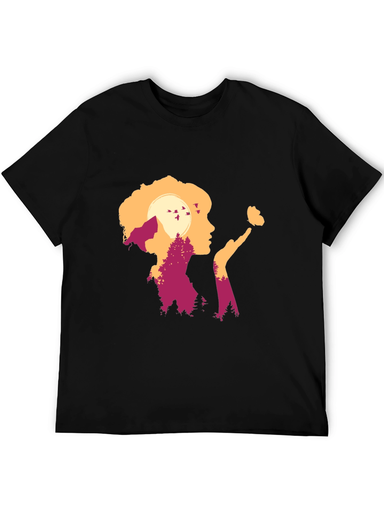 Nature Silhouette Graphic Tee - Black