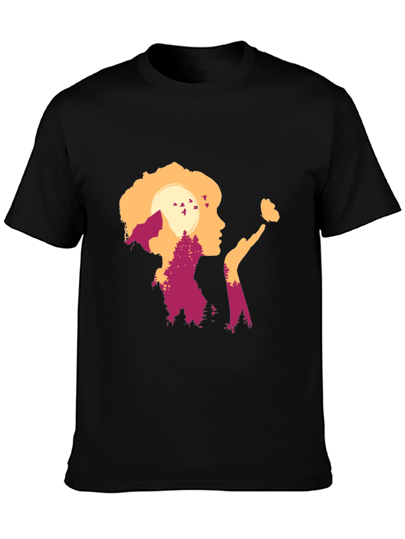 Nature Silhouette Graphic Tee - Black