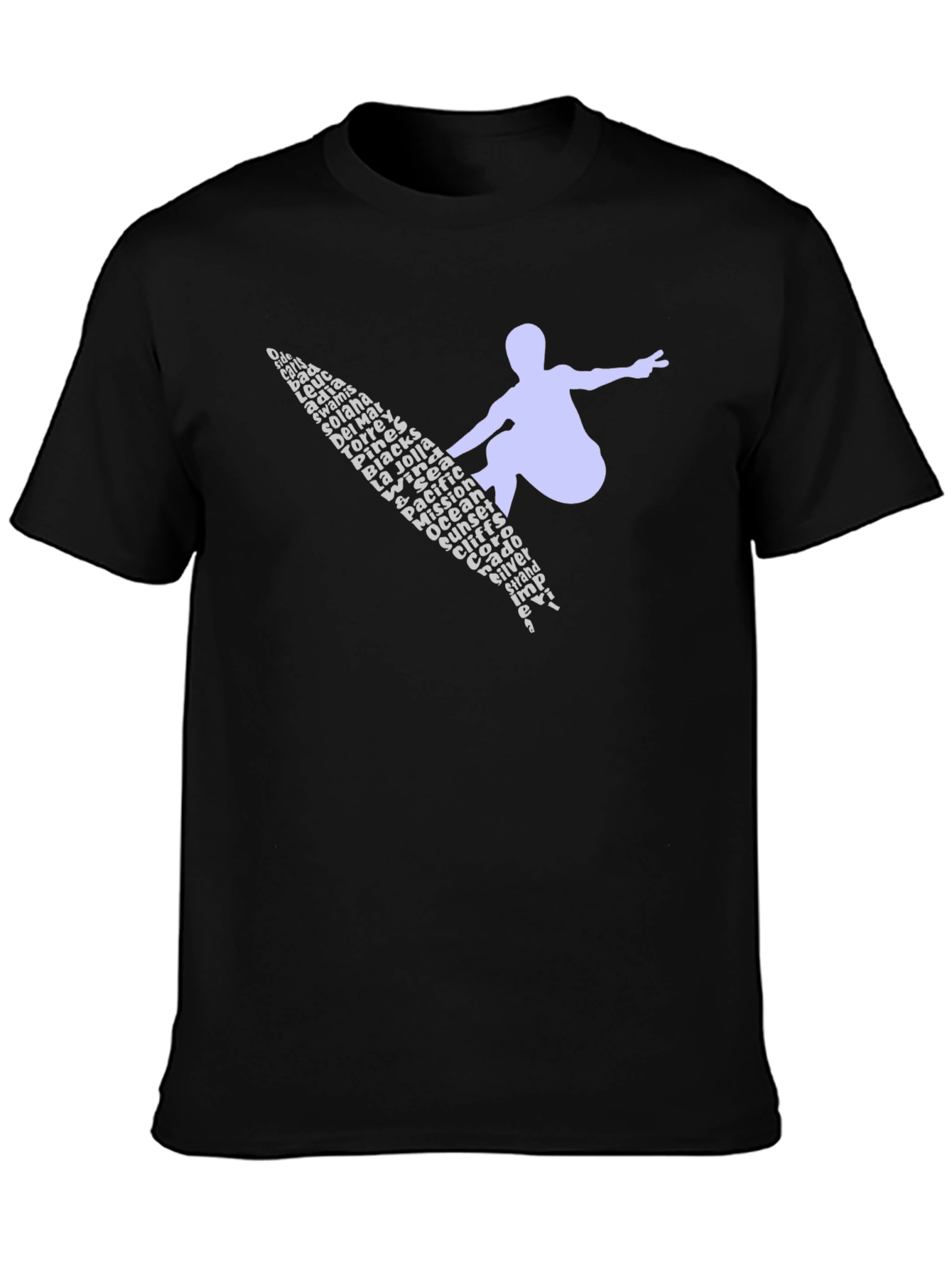 Surfer Word Art Graphic Tee - Black