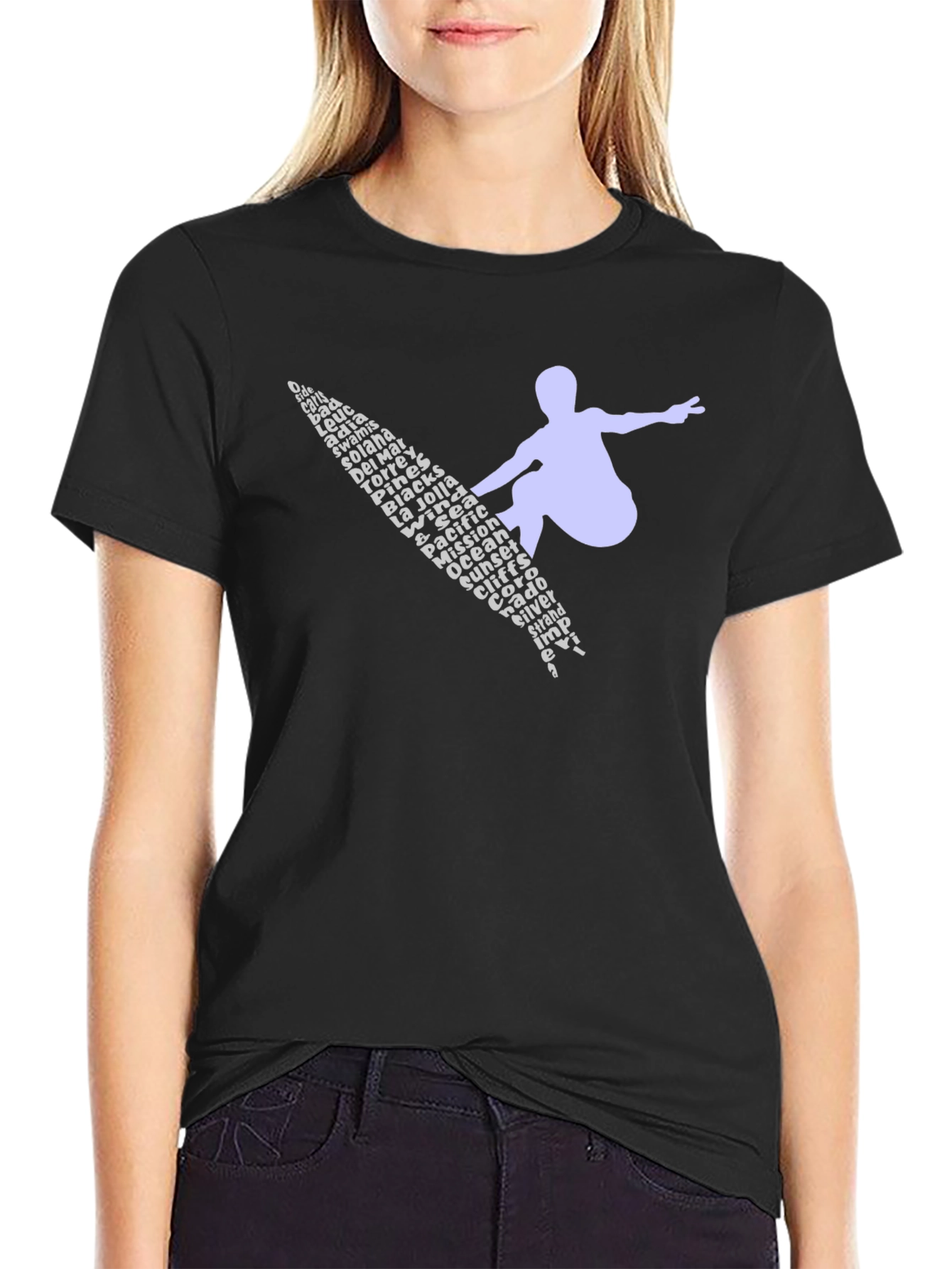 Surfer Word Art Graphic Tee - Black