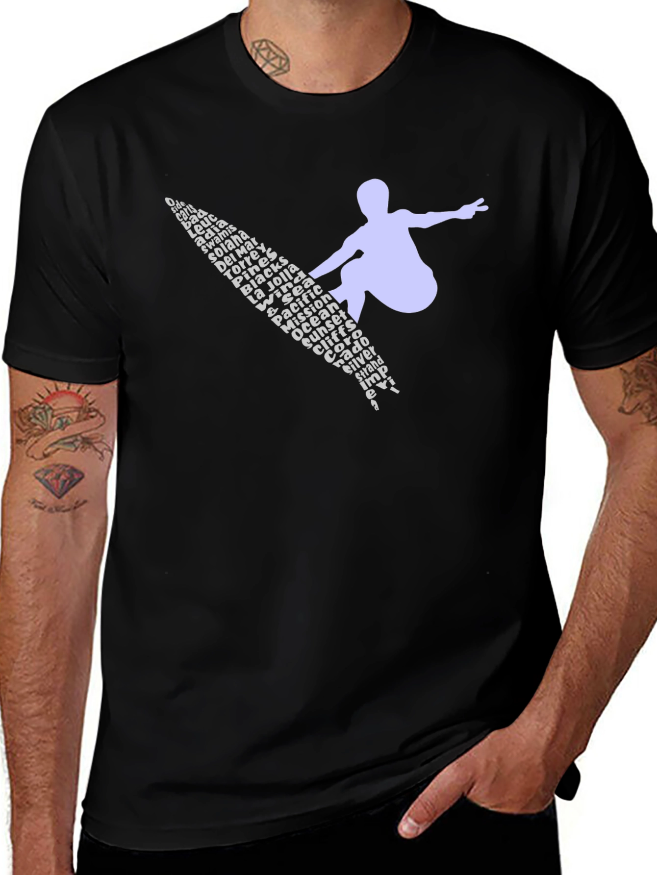 Surfer Word Art Graphic Tee - Black
