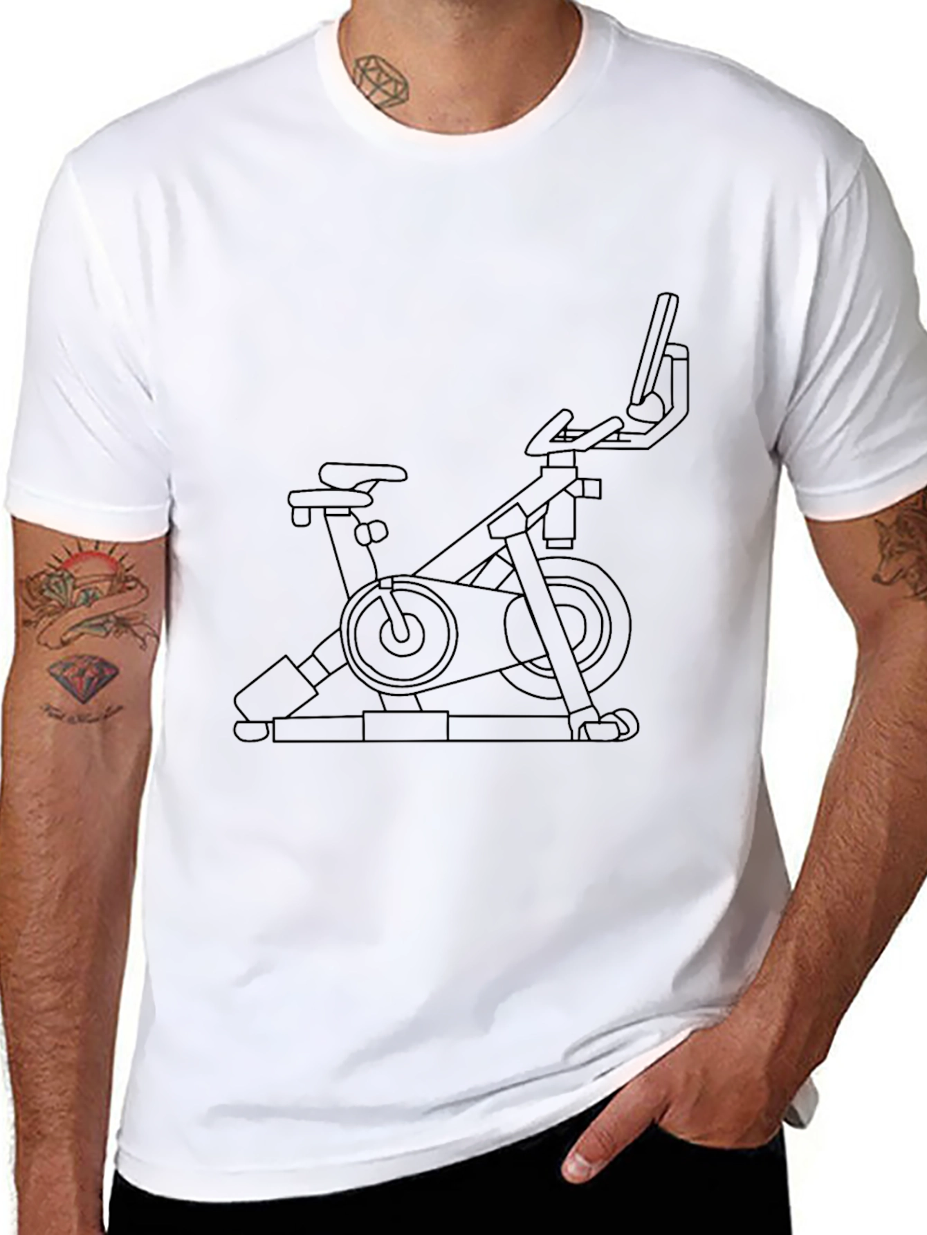 Stationary Bike Graphic Tee - Fitness Enthusiast Shirt