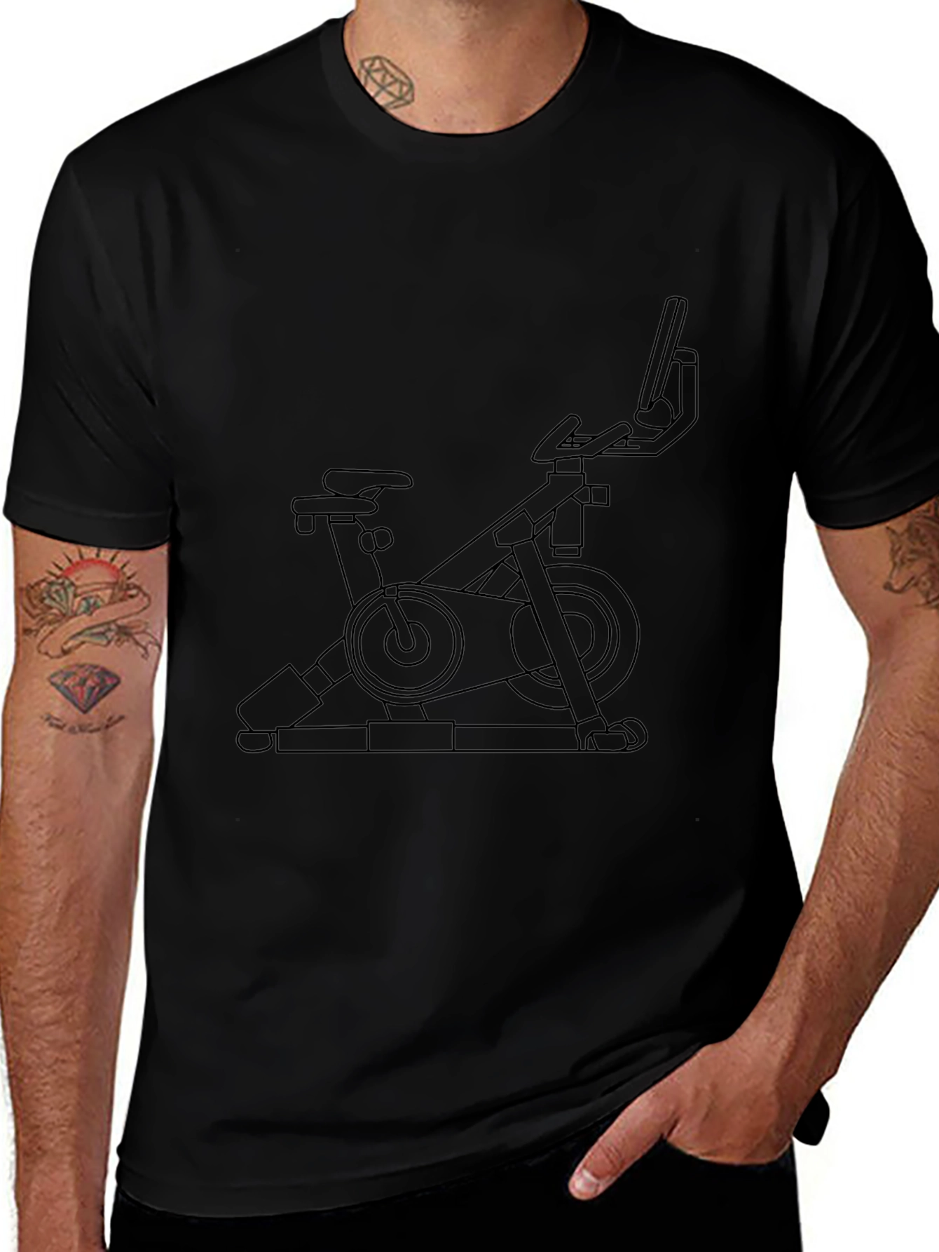 Stationary Bike Graphic Tee - Fitness Enthusiast Shirt