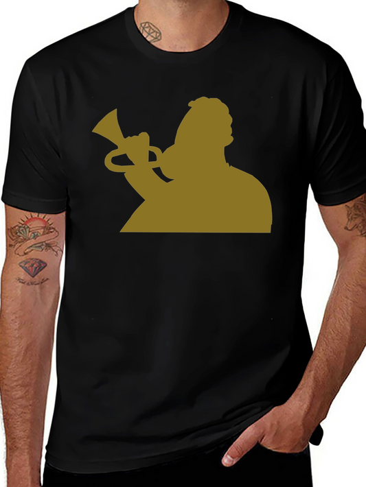 Vintage Bugler Graphic Tee - Black Cotton T-Shirt