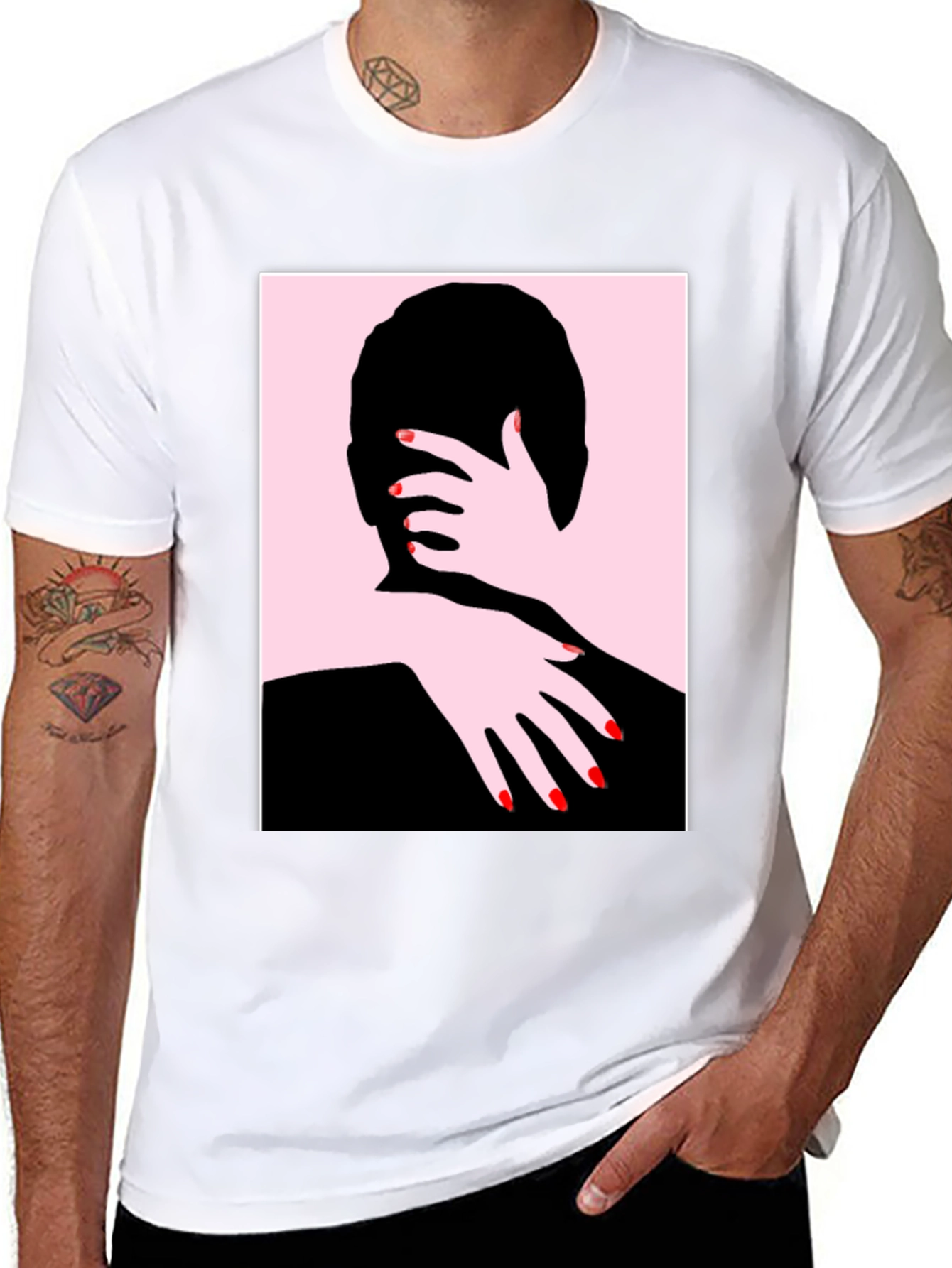 Abstract Embrace Graphic Tee - Black Cotton Shirt