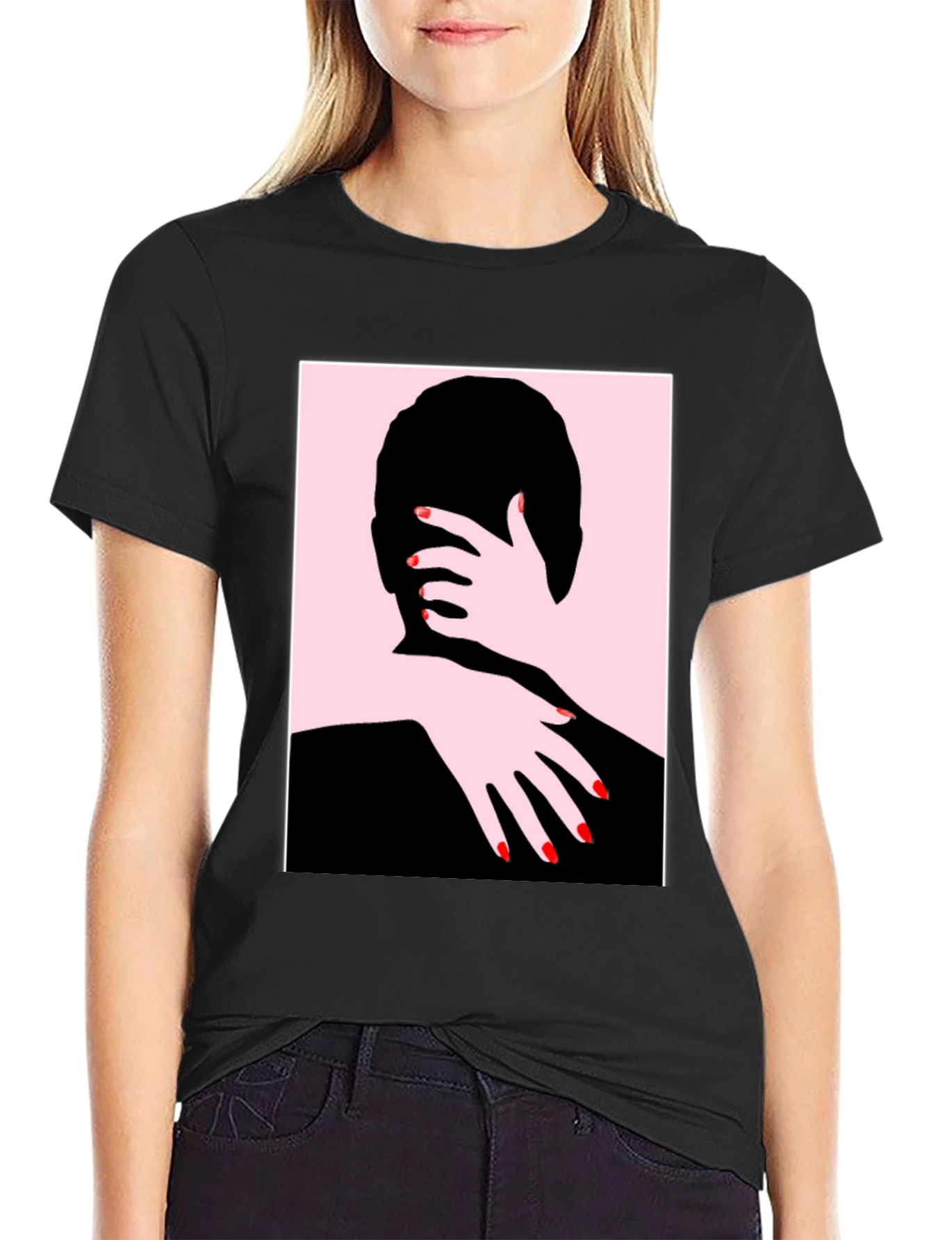 Abstract Embrace Graphic Tee - Black Cotton Shirt