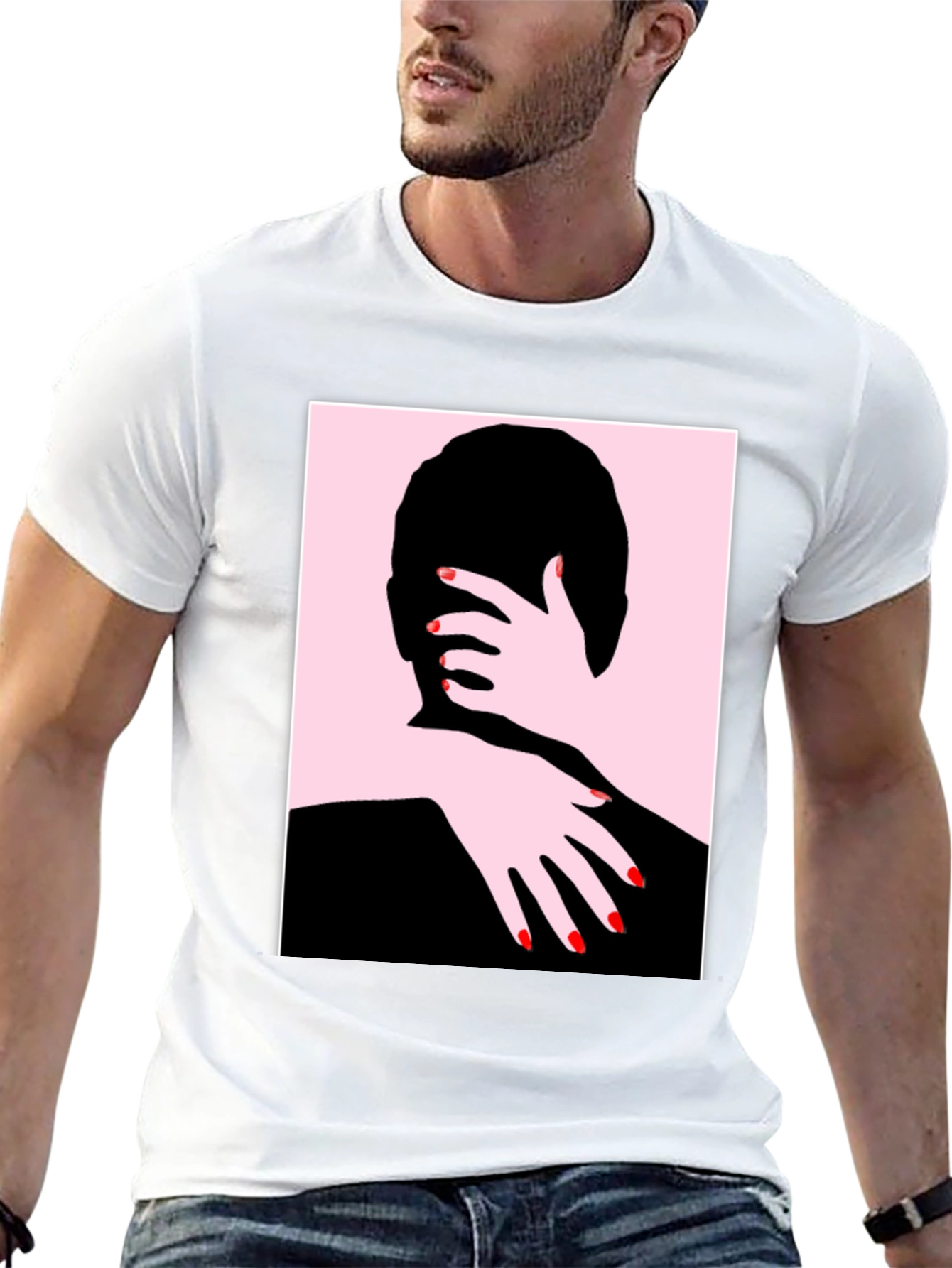Abstract Embrace Graphic Tee - Black Cotton Shirt