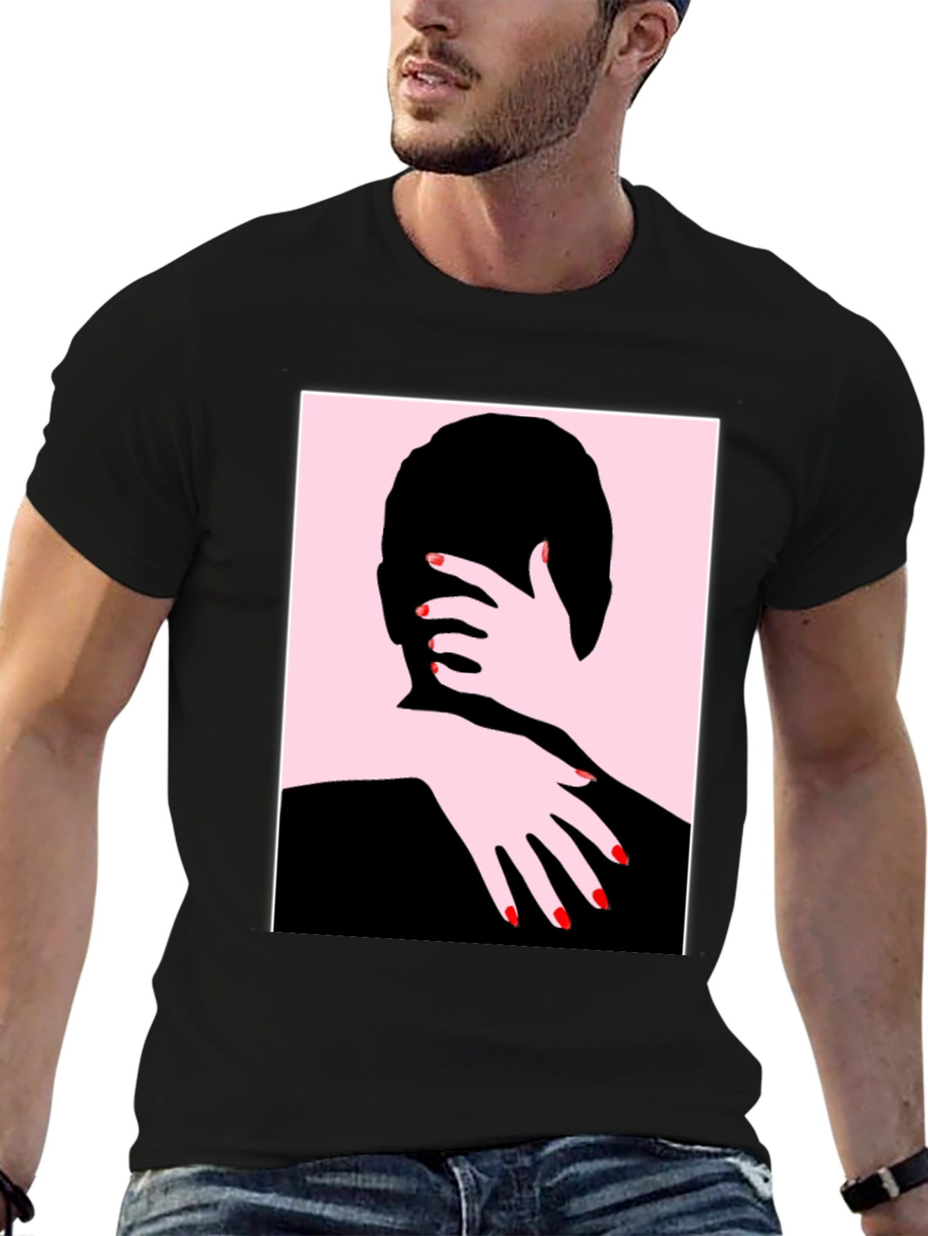 Abstract Embrace Graphic Tee - Black Cotton Shirt