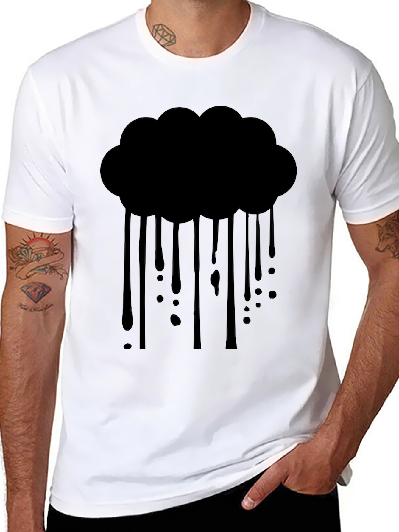 Rain Cloud Graphic Tee - Mens Black T-Shirt
