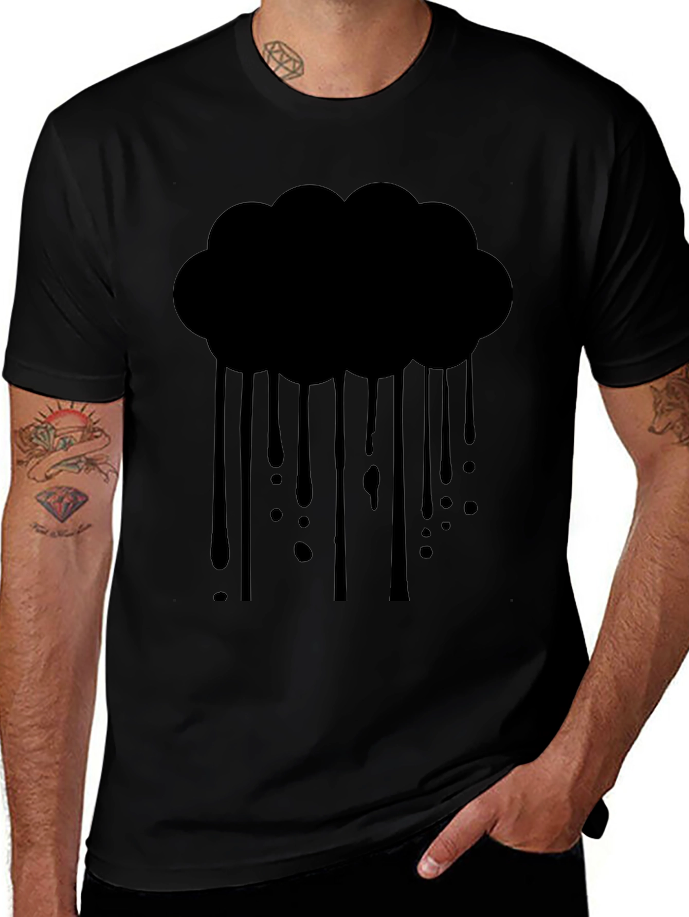 Rain Cloud Graphic Tee - Mens Black T-Shirt
