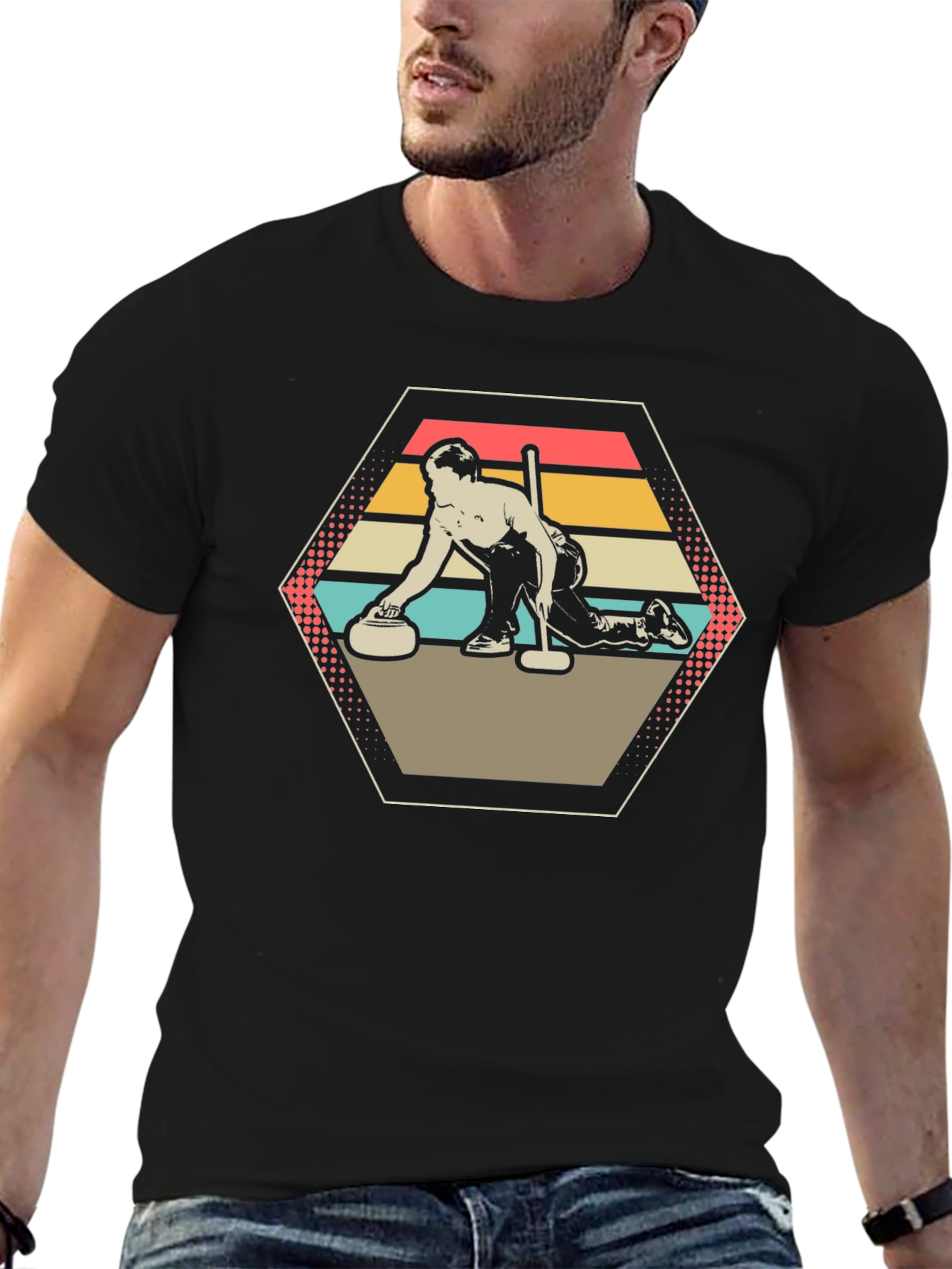 Retro Curling Shirt - Unique Graphic Tee