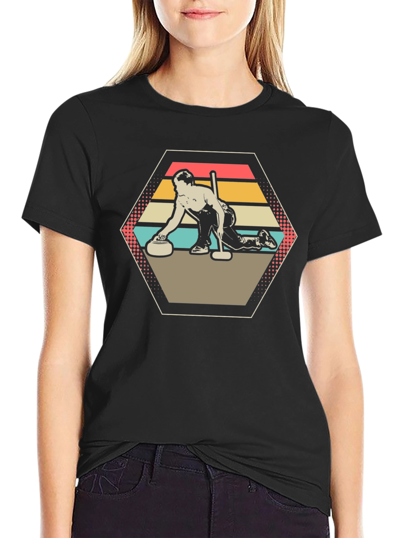 Retro Curling Shirt - Unique Graphic Tee
