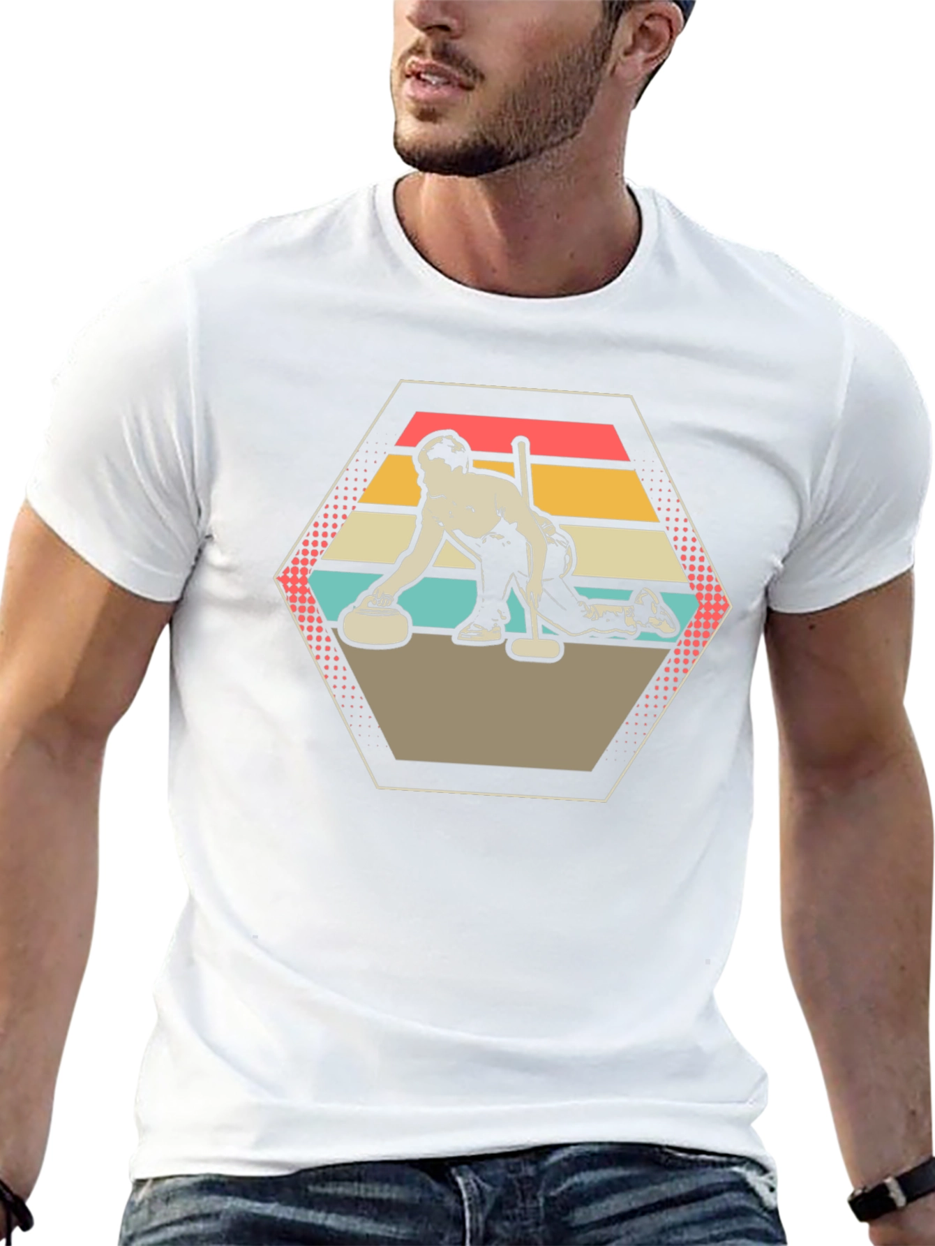 Retro Curling Shirt - Unique Graphic Tee