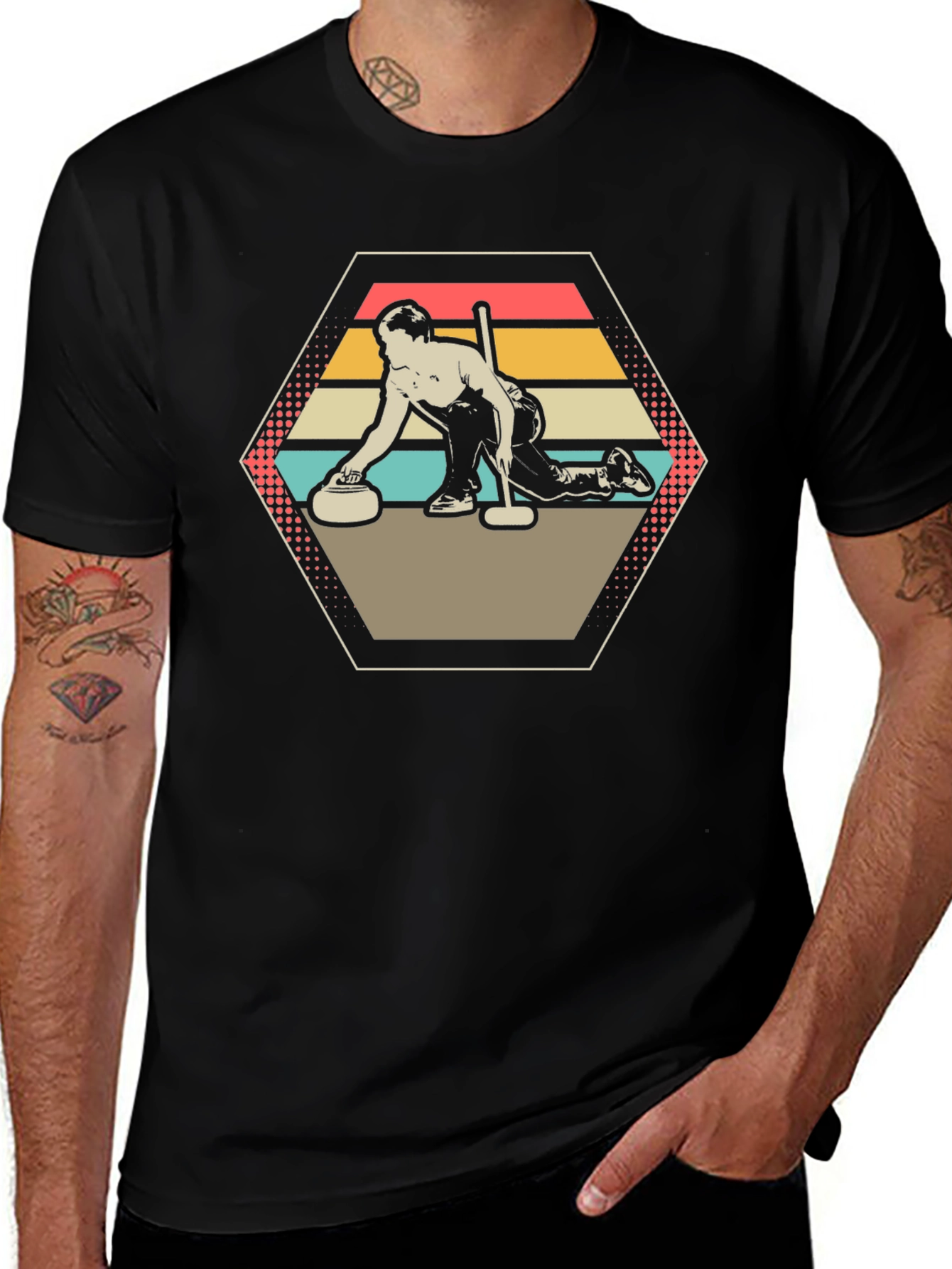 Retro Curling Shirt - Unique Graphic Tee