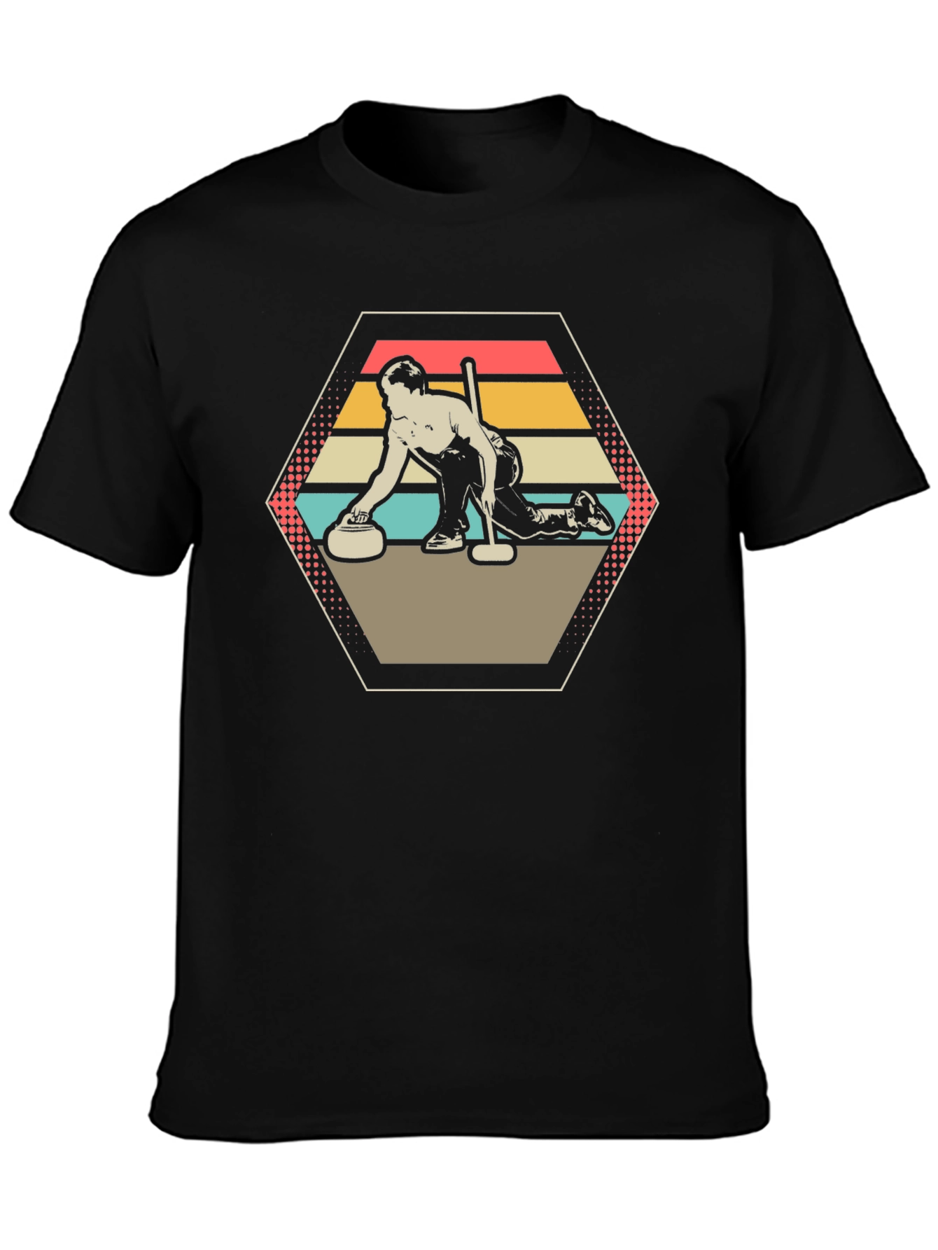 Retro Curling Shirt - Unique Graphic Tee
