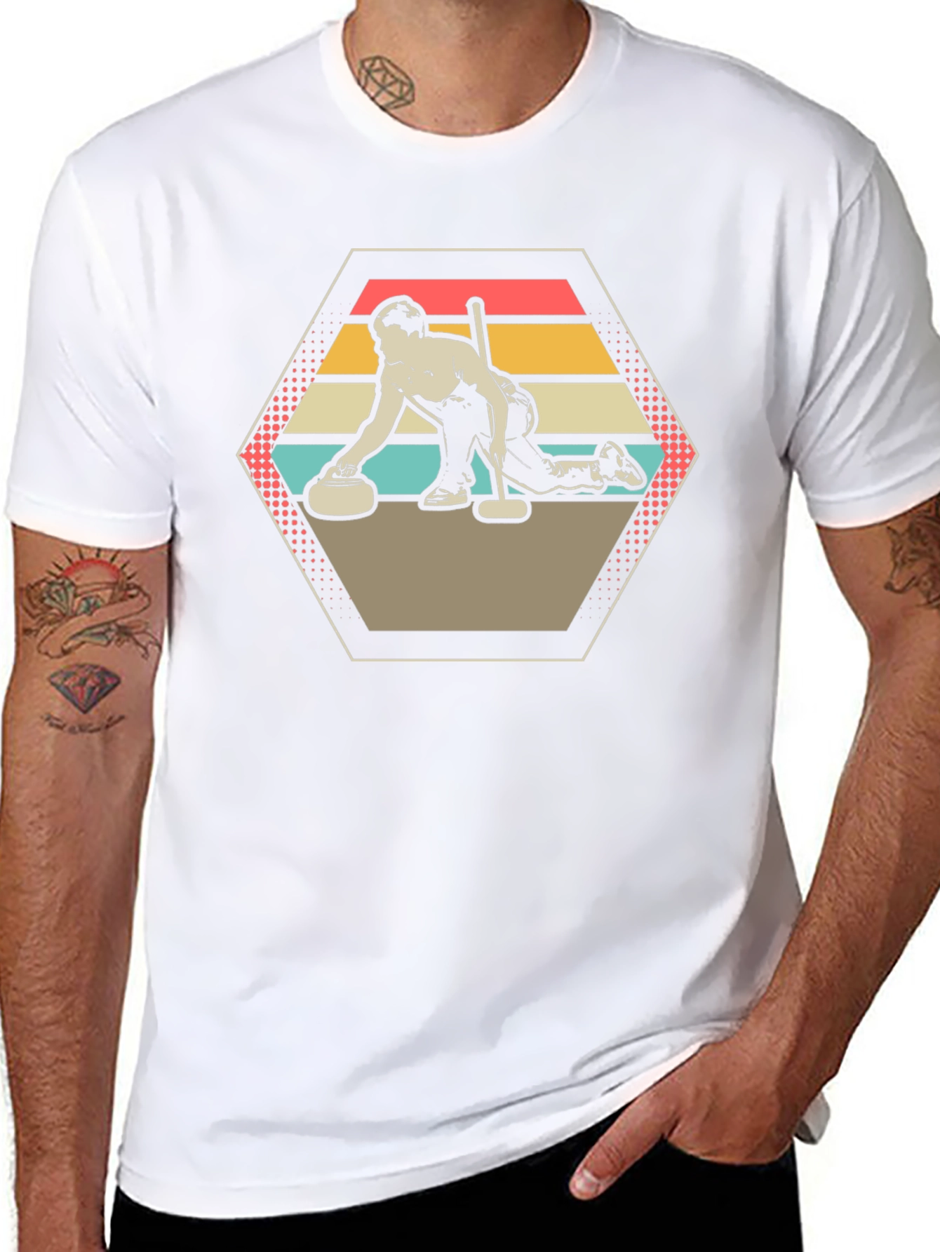 Retro Curling Shirt - Unique Graphic Tee