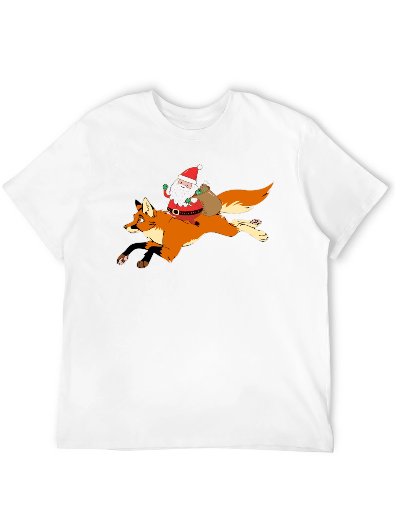 Santa Riding Fox Black T-Shirt